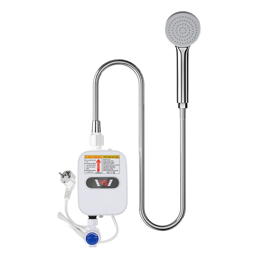 wohnTRAUM24 Klein-Durchlauferhitzer 3500W Elektro Durchlauferhitzer Klein Elektrischer für Küche, min. 30 °C, max. 50 °C, LED-Anzeige IPX4 Wasserdichtigkeit