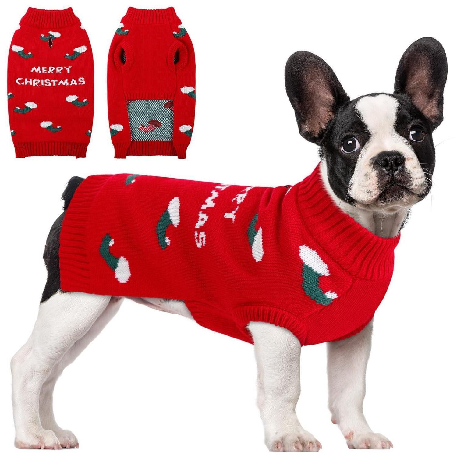 LuxusKollektion Hundepullover Hundepullover Weihnachten Strickpulli Rot XL
