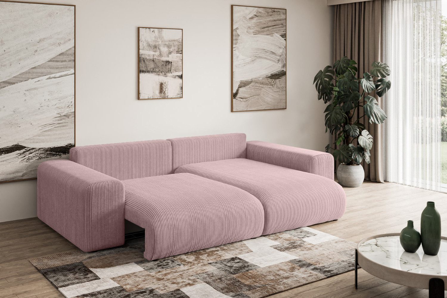 ALTDECOR Ecksofa ESKAR-L, Couch mit Schlaffunktion, Wohnzimmer - Wohnlandschaft, Corner Sofa Bett Eckcouch Couch L-Form Schlafcouch Ausziehbar