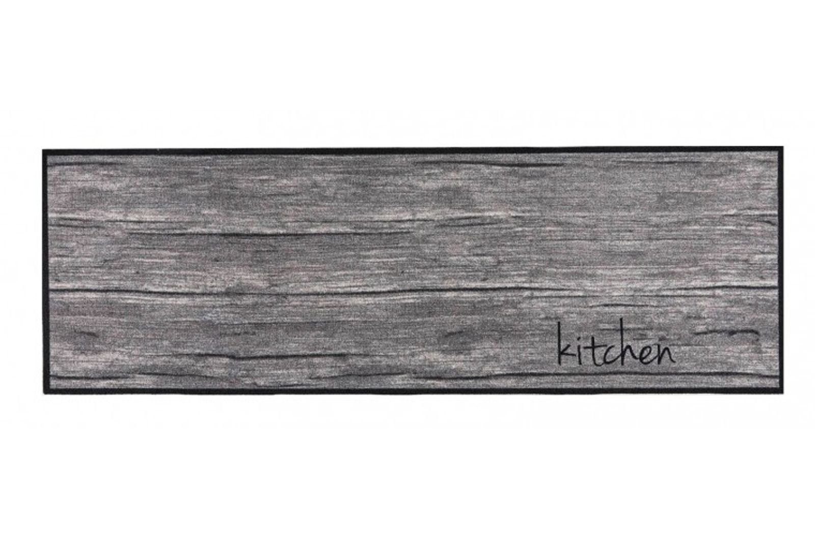 Läufer MD Entree Cook&Wash Eingangsmatte - Teppichmatte - Küchenteppich, MD Entree, rechteckig, Höhe: 5 mm, bei 30° waschbar, anti-rutsch, 50 x 150 cm, Kitchen Wood, grau