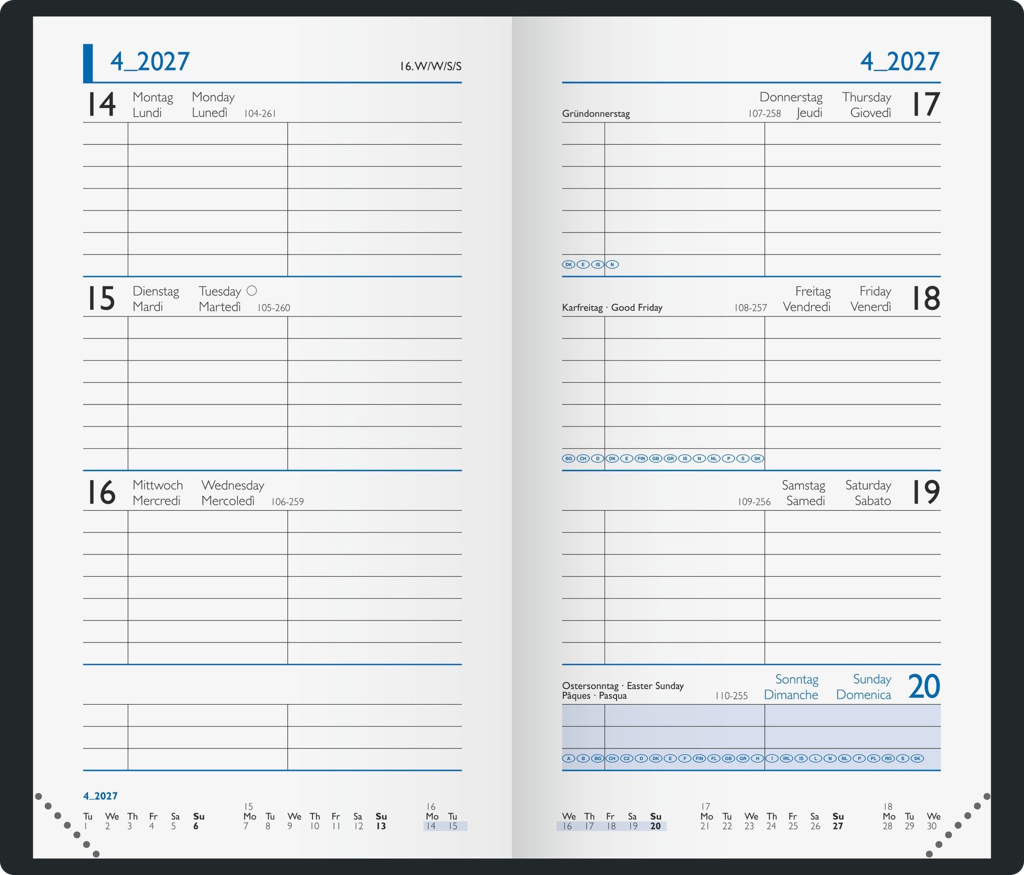 Baier & Schneider Taschenkalender Taschenkalender Mod. 756 2027 A6 schwarz – Bild 2 von 3