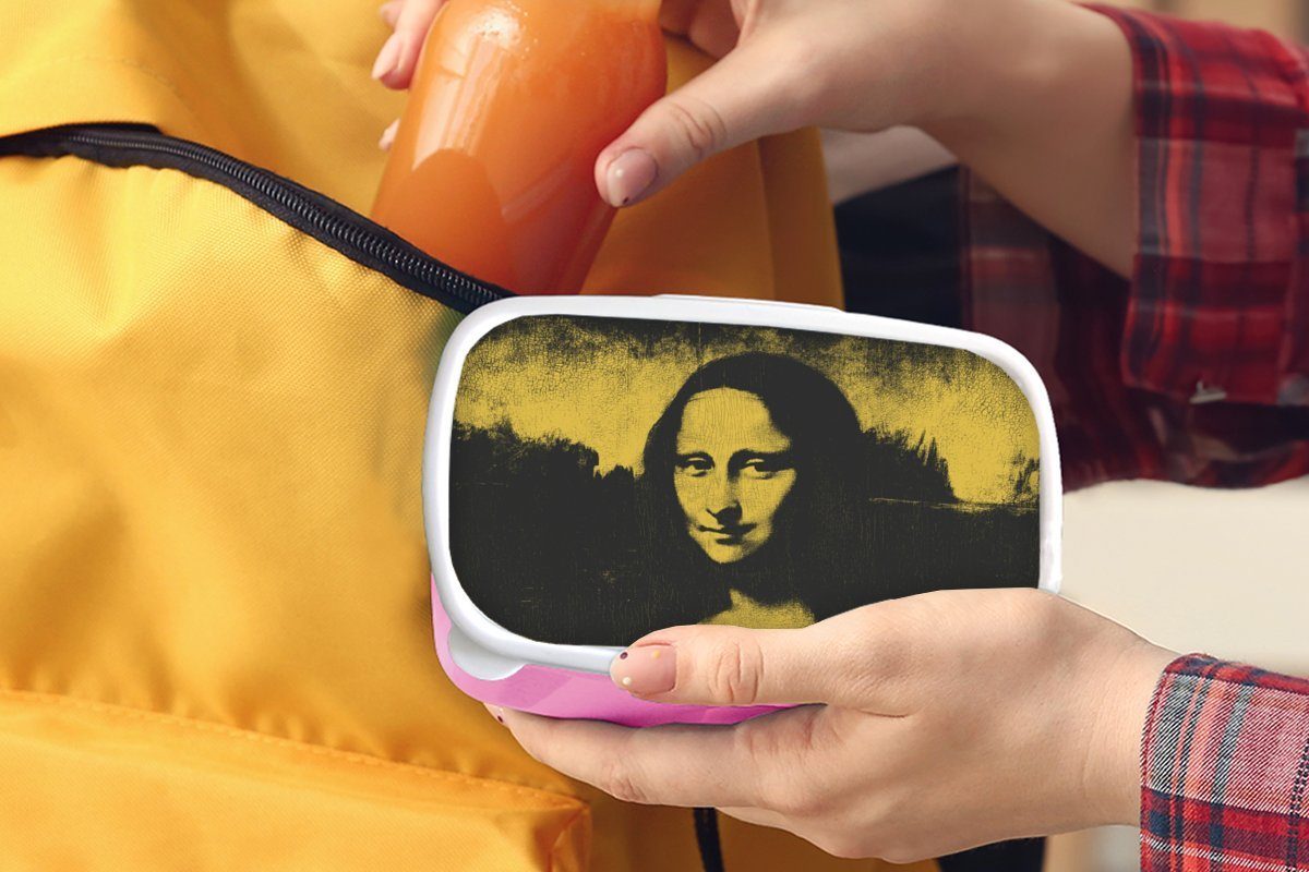 MuchoWow Lunchbox Mona Lisa - Mädchen, Vinci Leonardo für rosa Alte Brotbox - Brotdose Kinder, Kunststoff Meister, Erwachsene, (2-tlg), Kunststoff, Snackbox, da