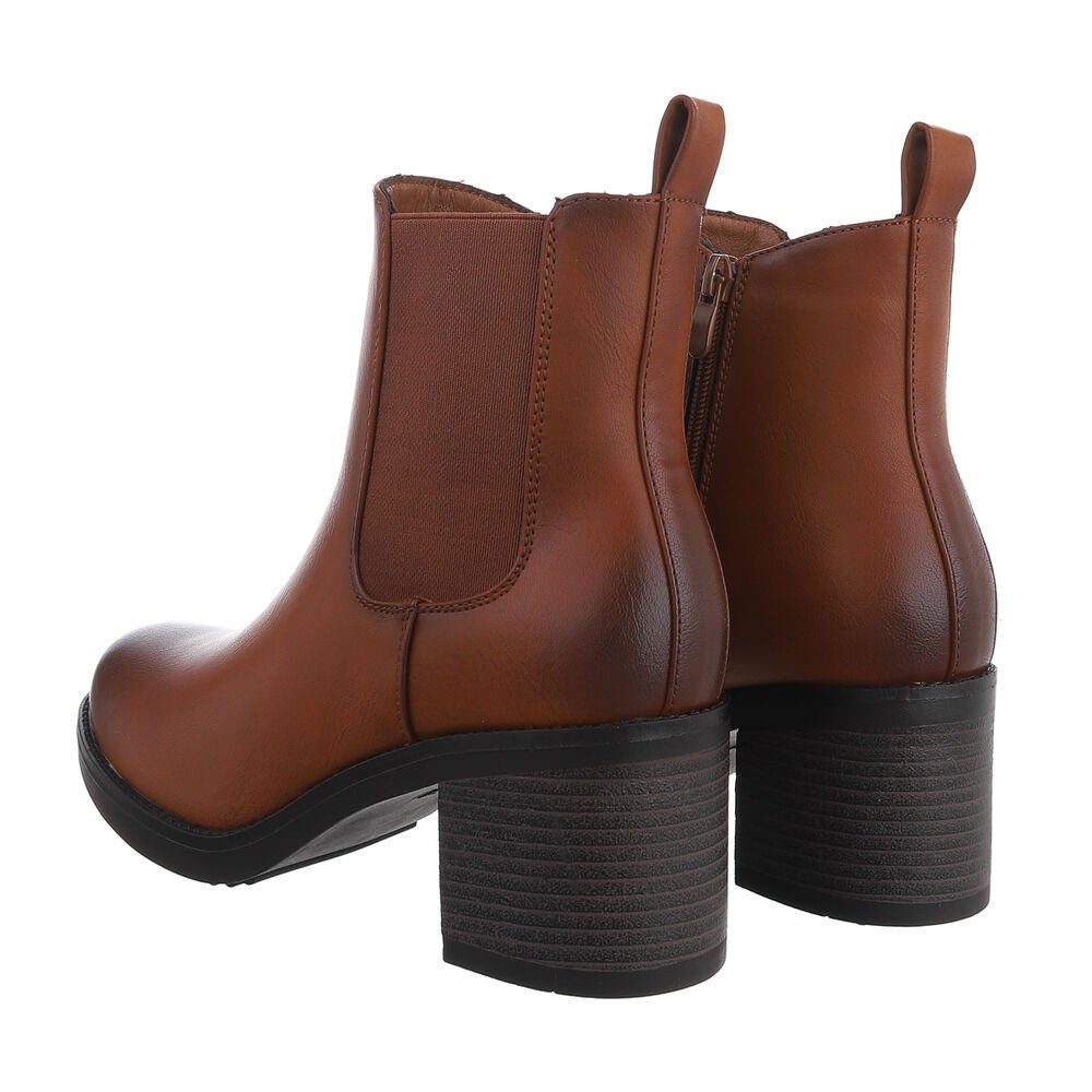 Klassische Camel Blockabsatz in Damen Stiefeletten Stiefelette Ital-Design Freizeit