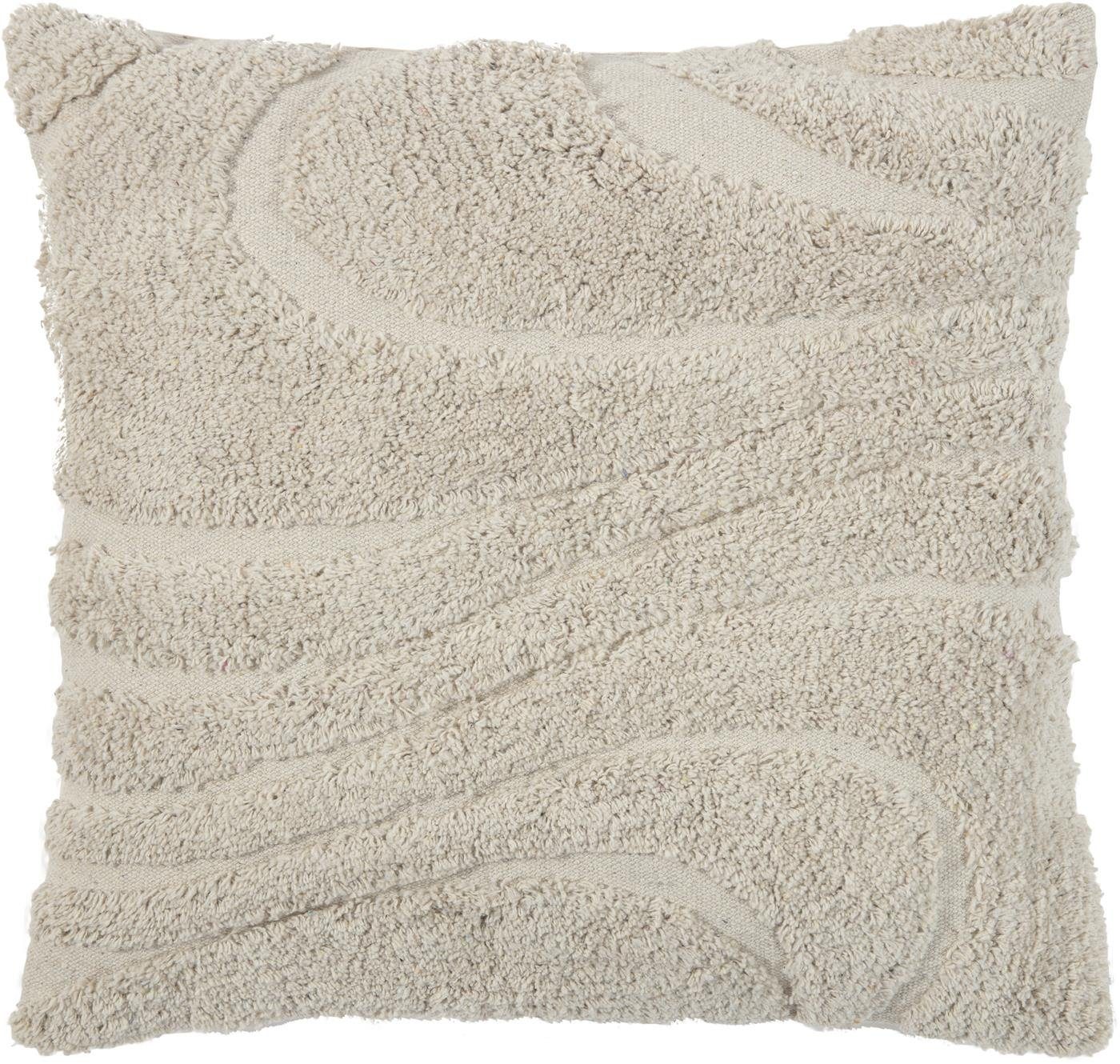 Kissenhülle Otomi mit getuftem Muster Baumwolle 45x45cm natürliches Wohndesign, Magma Heimtex (1 Stück), verdeckter Reißverschluss mittig auf der Rückseite
