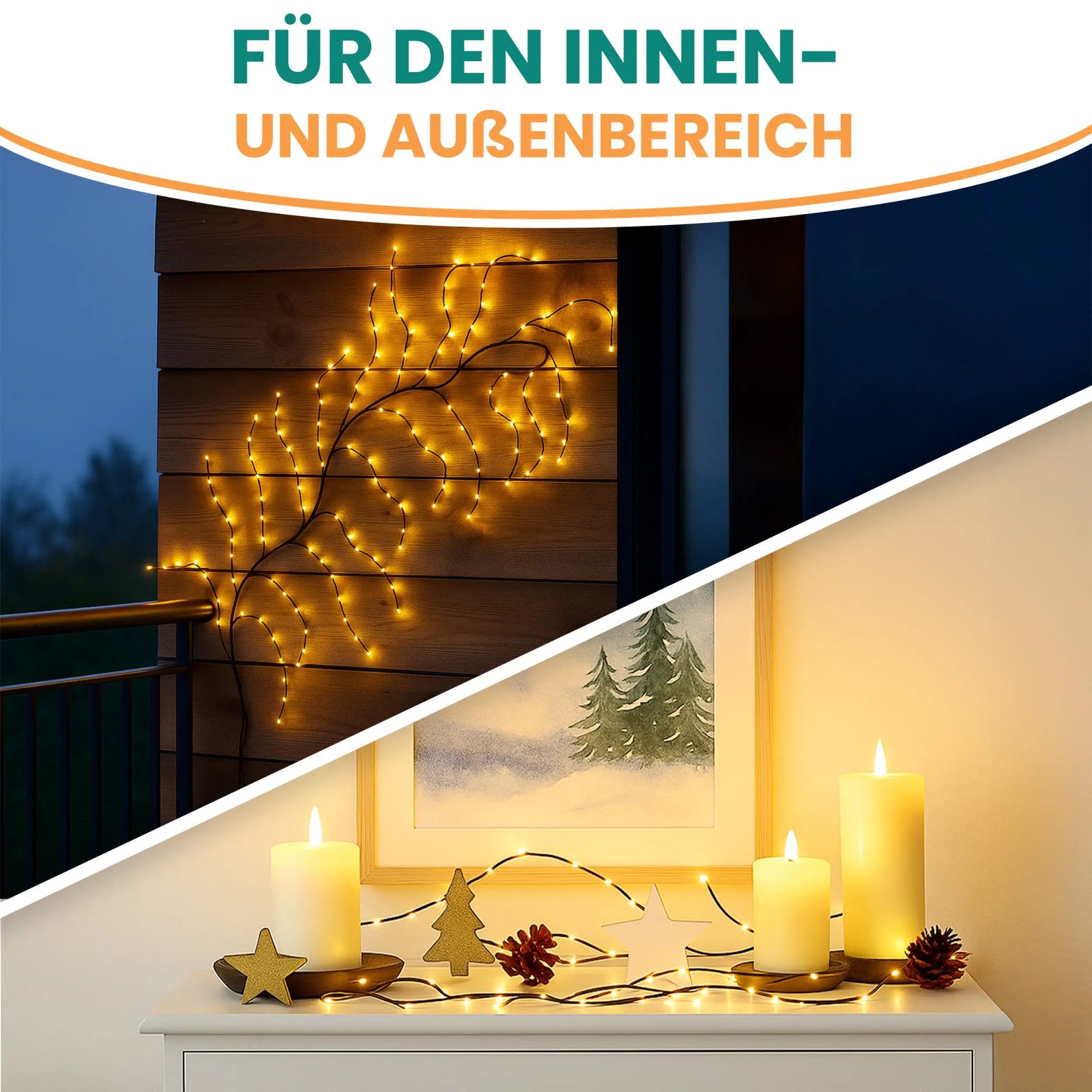 Gartenpirat LED-Lichterkette Ast Weidenrebe 230 cm 160 LED warmweiß Timer-Funktion