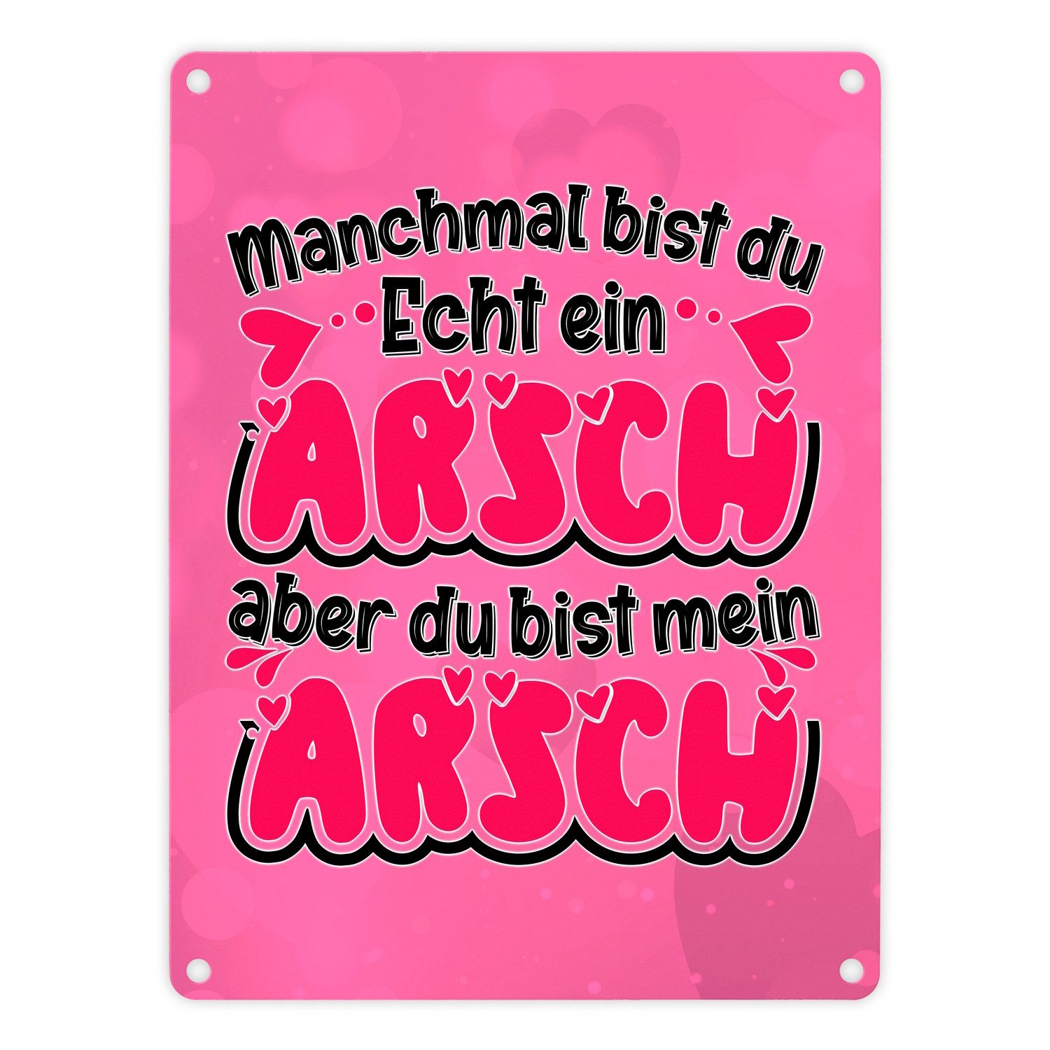 Metallschild Manchmal bist du echt ein Arsch Metallschild in 15x20 cm zum