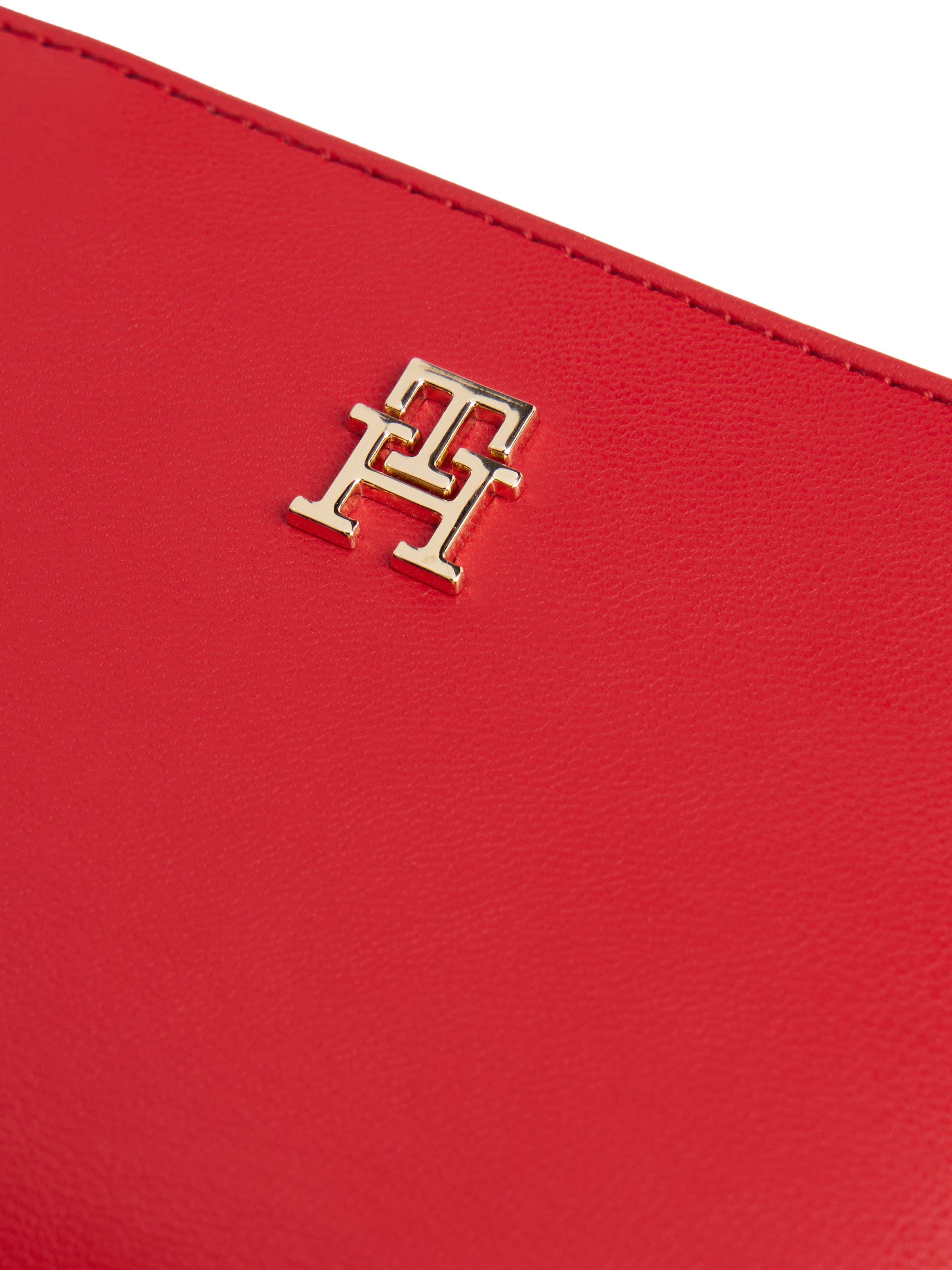 Tommy Hilfiger Geldbörse TH ICON MED ZA FLAP, Damen Geldbeutel, Portemonnai mit edlem TH-Logoemblem