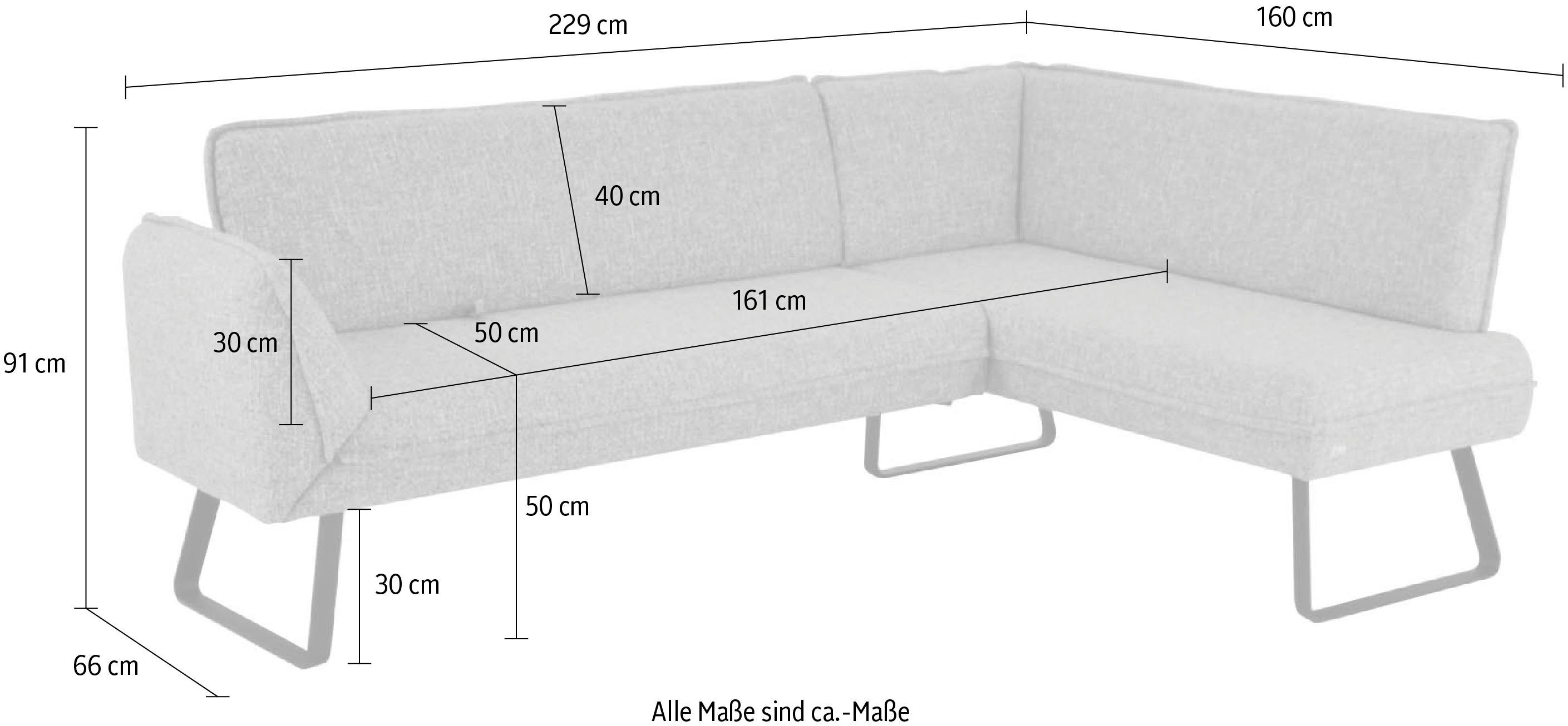 K+W Komfort & Wohnen Eckbank am langem Seitenteilverstellung mit zur Schenkel Drive, Sitzplatzerweiterung