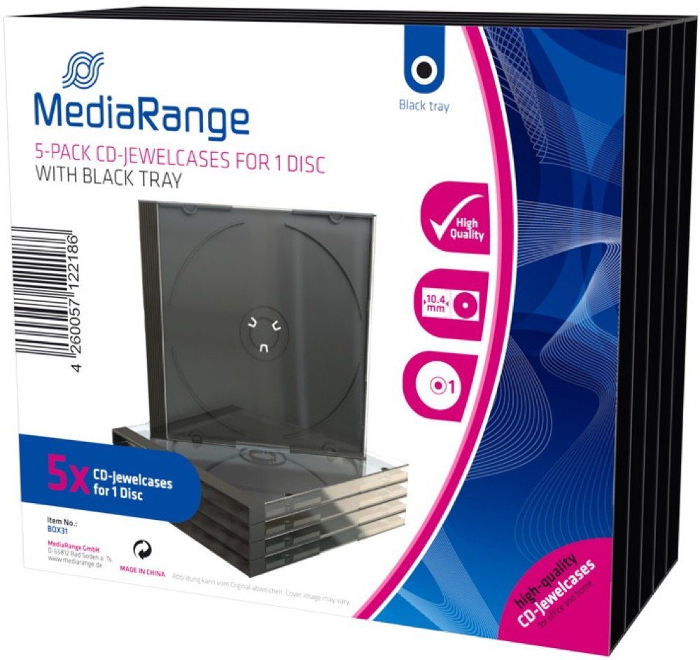 CD-Hülle 100 CD Hüllen 1er Jewelcase 10,4 mm für je 1 BD / CD / DVD schwarz