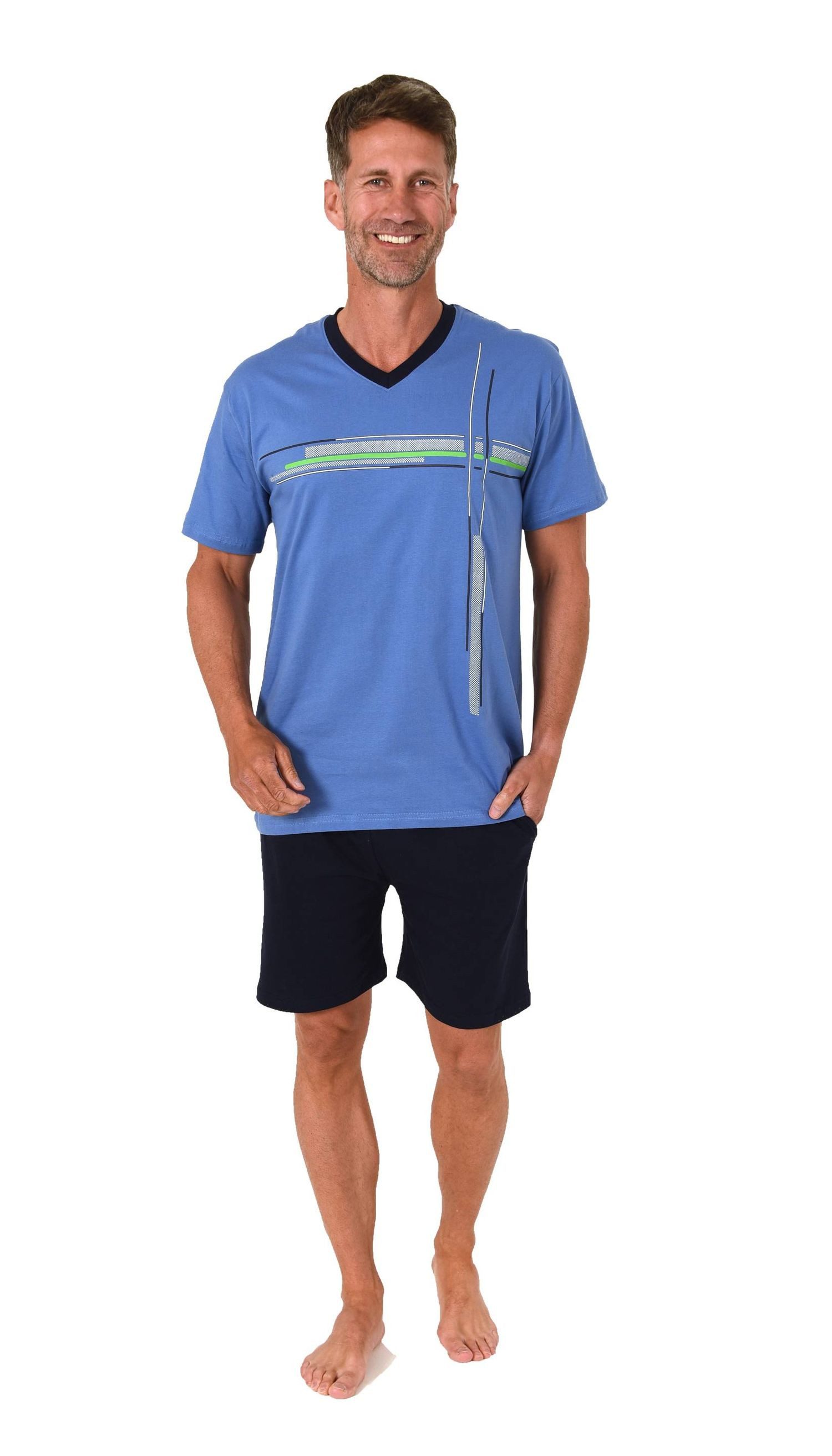 Normann Pyjama Normann Herren Schlafanzug Shorty mit Frontprint - auch in Ü günstig online kaufen