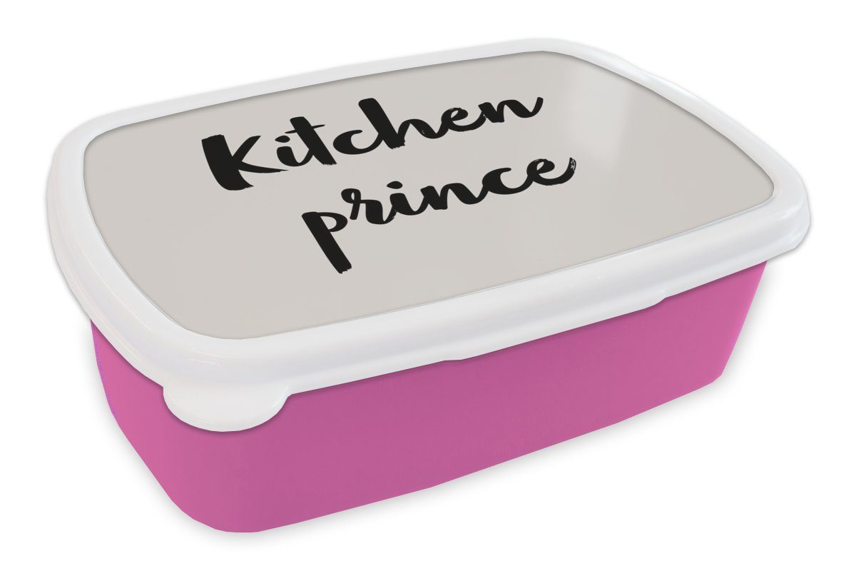 MuchoWow Lunchbox - Koch Küchenprinz Kinder, Snackbox, - Mädchen, Erwachsene, - für - Kunststoff, Brotdose rosa Kunststoff Zitate Sprichwörter Kochen, (2-tlg), Brotbox