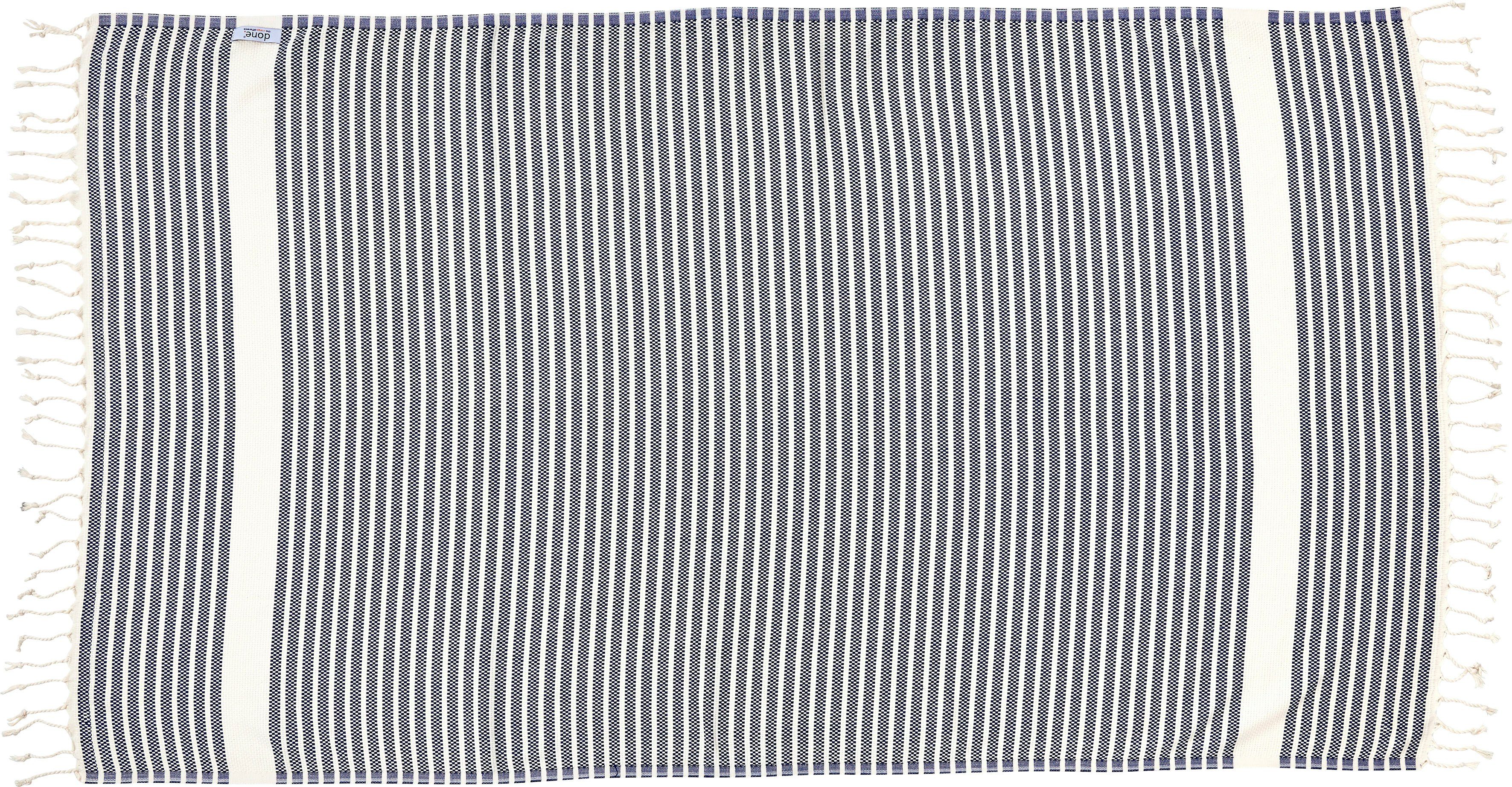 navy/beige Leichtes Stripes, mit Lounge Fransen geknoteten done.®, Plaid Plaid