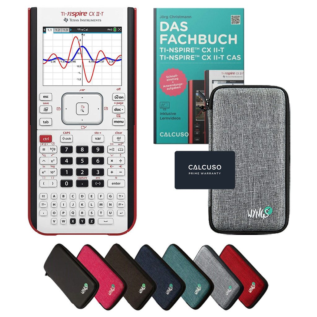Texas Instruments Taschenrechner TI-Nspire CX II-T inkl. Schutztasche Hellgrau & Fachbuch (160 S)