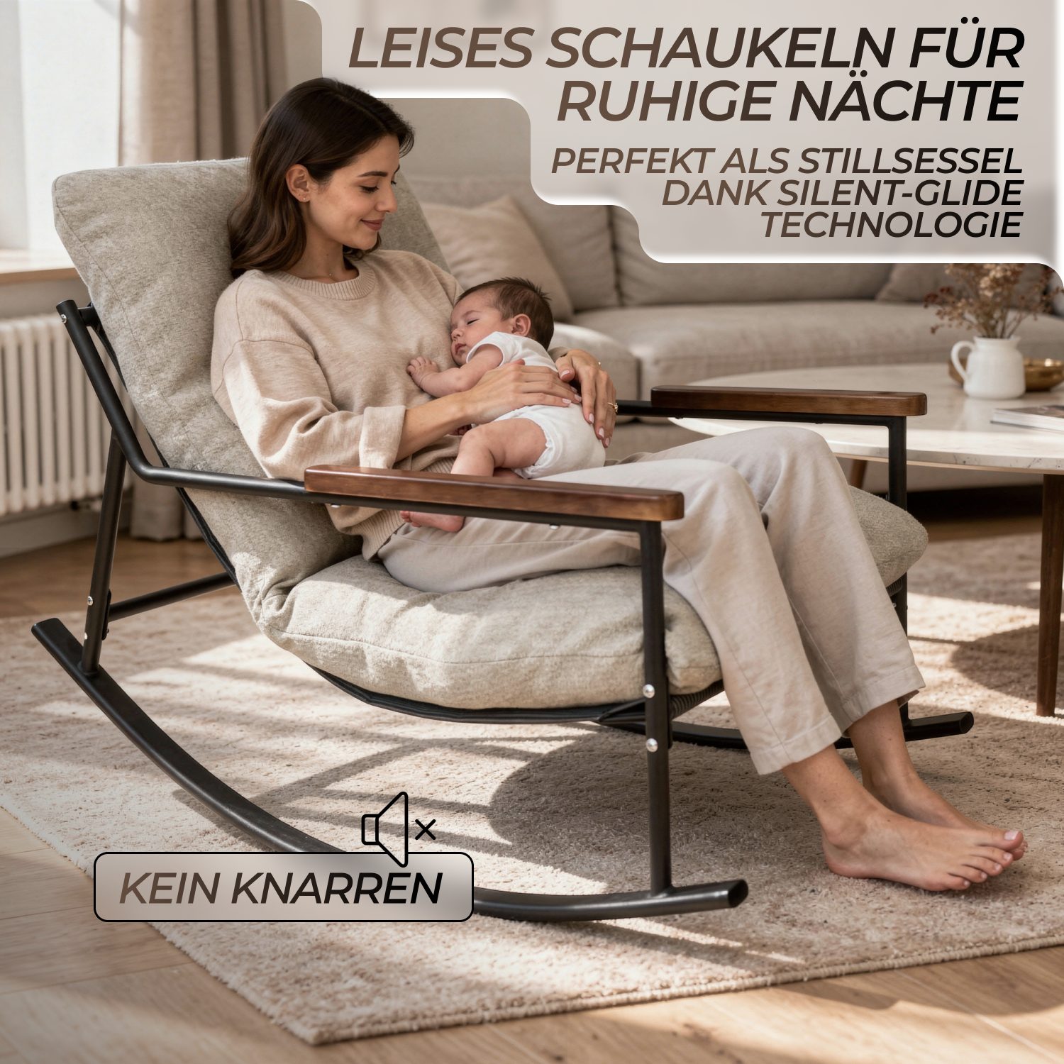 Allyson Schaukelsessel Retro Schaukelstuhl Cord Relaxsessel Polstersessel Metallgestell (Einzelstück, Einzelartikel), Hochwertiger Cord-Bezug; Soft-Touch Haptik; Inklusive Montagesatz