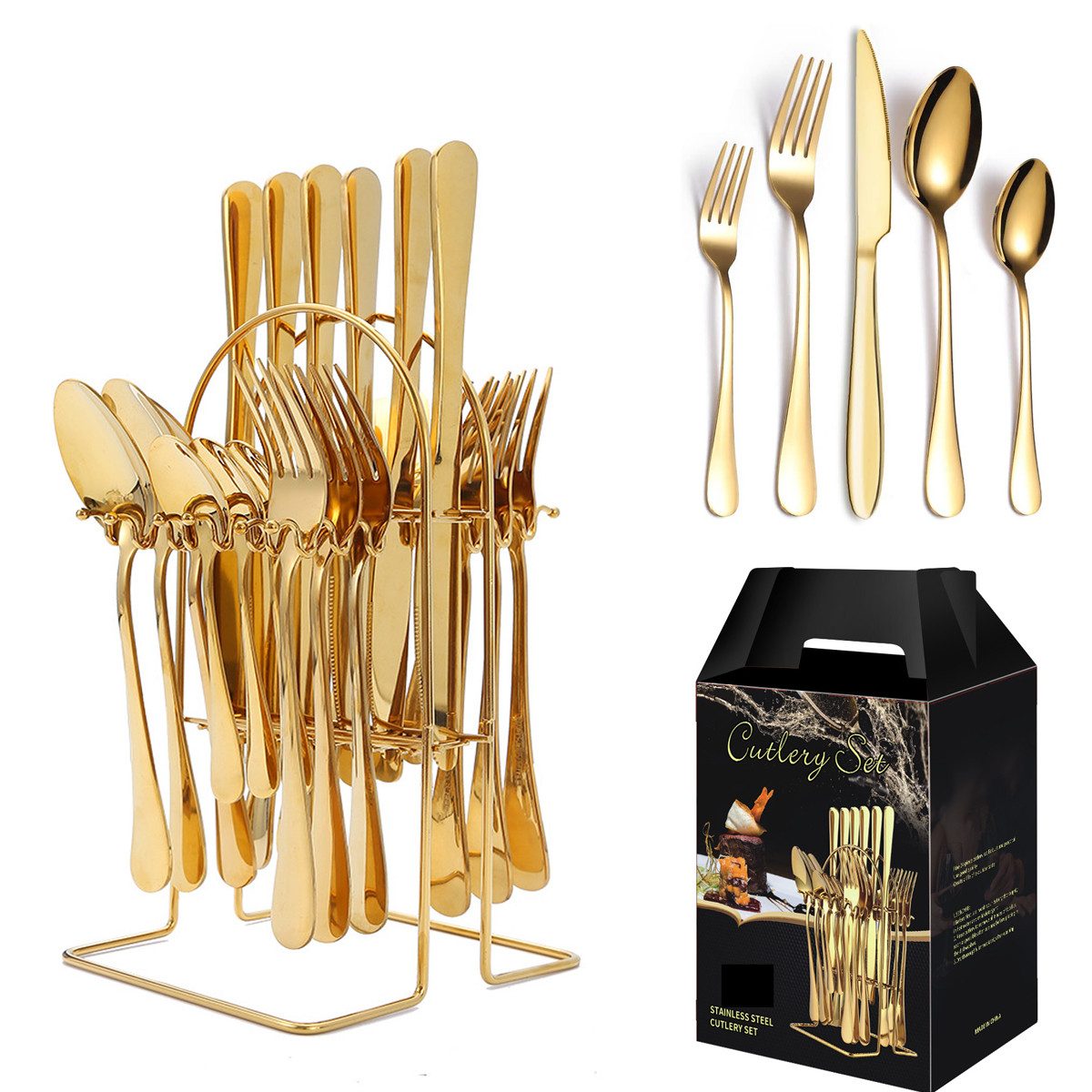 ibettertec Besteck-Set Besteckset,30 Stück Edelstahl Besteck Set 6 Personen,Spiegelpoliert, 6 Personen