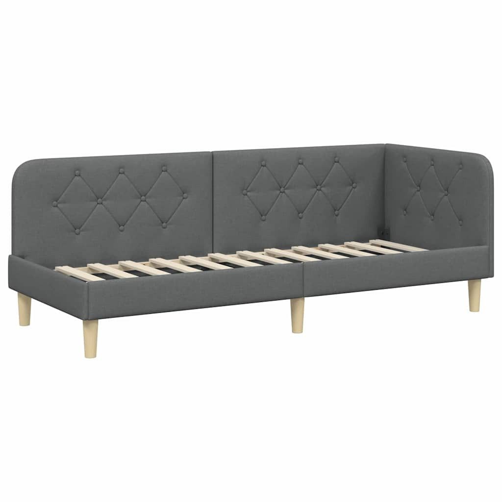 vidaXL Bett Eckbettgestell mit Kopfteil Dunkelgrau 80 x 200 cm Stoff (1-tlg günstig online kaufen