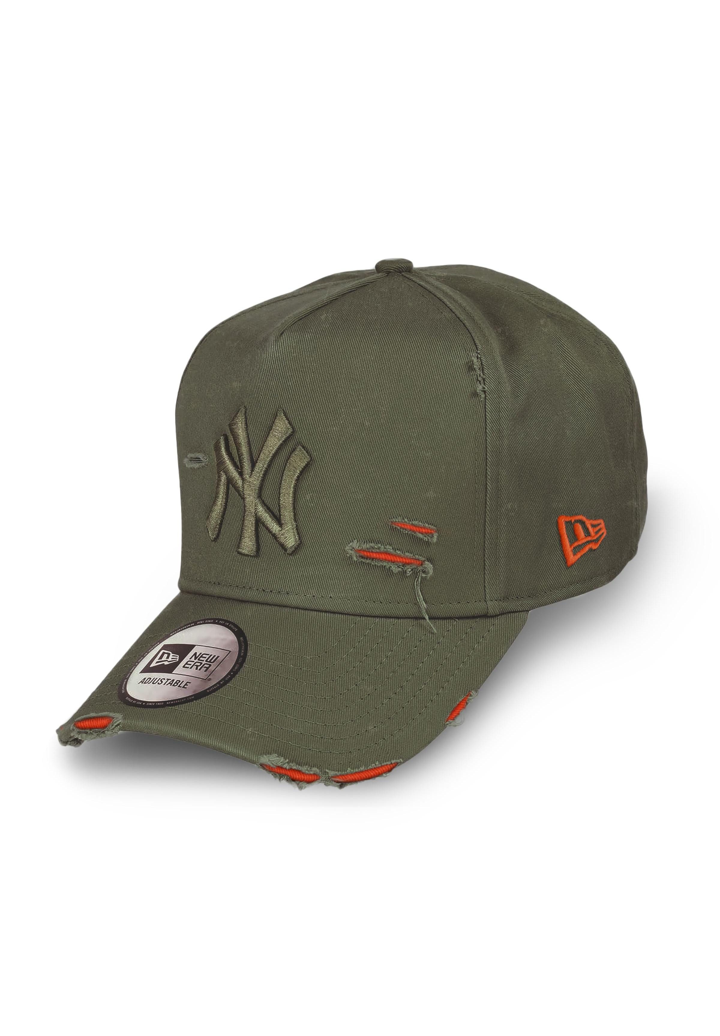 New Era Baseball Cap New York Yankees MLB Distressed Olivgrün Verstellbare 9Forty E-Frame C (1-St)