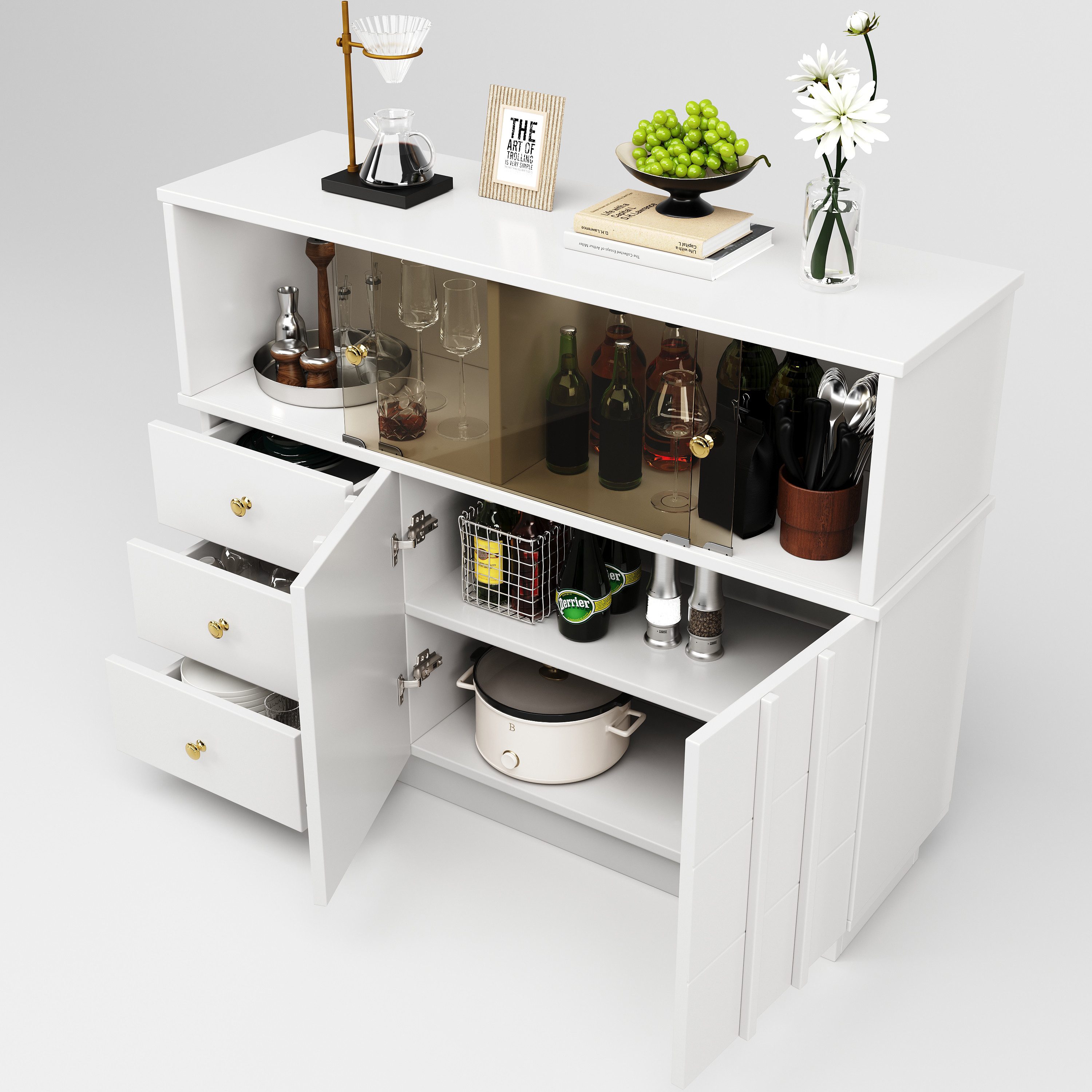HAUSS SPOLE Sideboard Küchenschrank mit Glastüren günstig online kaufen