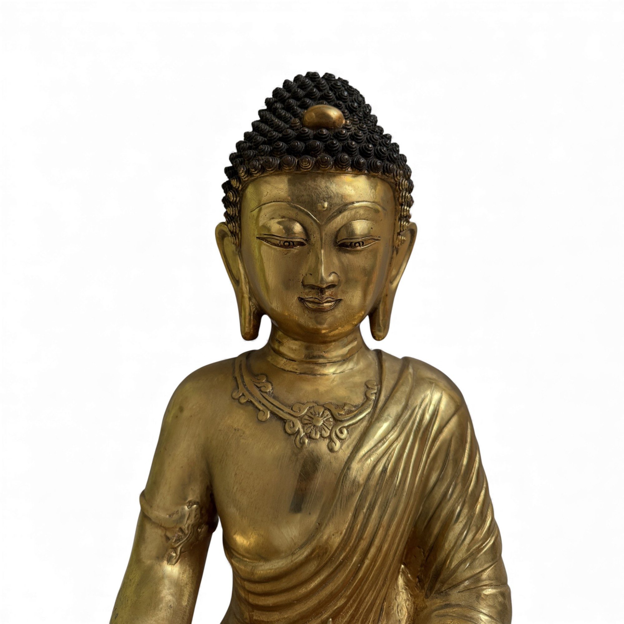 Asien LifeStyle Buddhafigur Bronze Buddha Figur mit Stupa – Tibet China Stil – 43 cm
