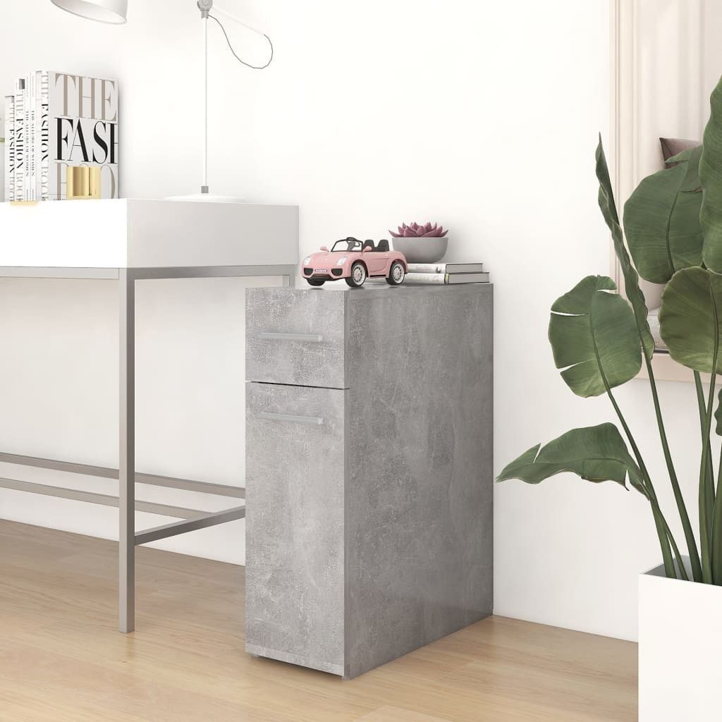 furnicato Apothekerschrank Betongrau 20 x 45,5 x 60 cm aus Holzwerkstoff (1-St) Stabiles Vorratsschrank-Regal mit viel Stauraum für Ihr Zuhause