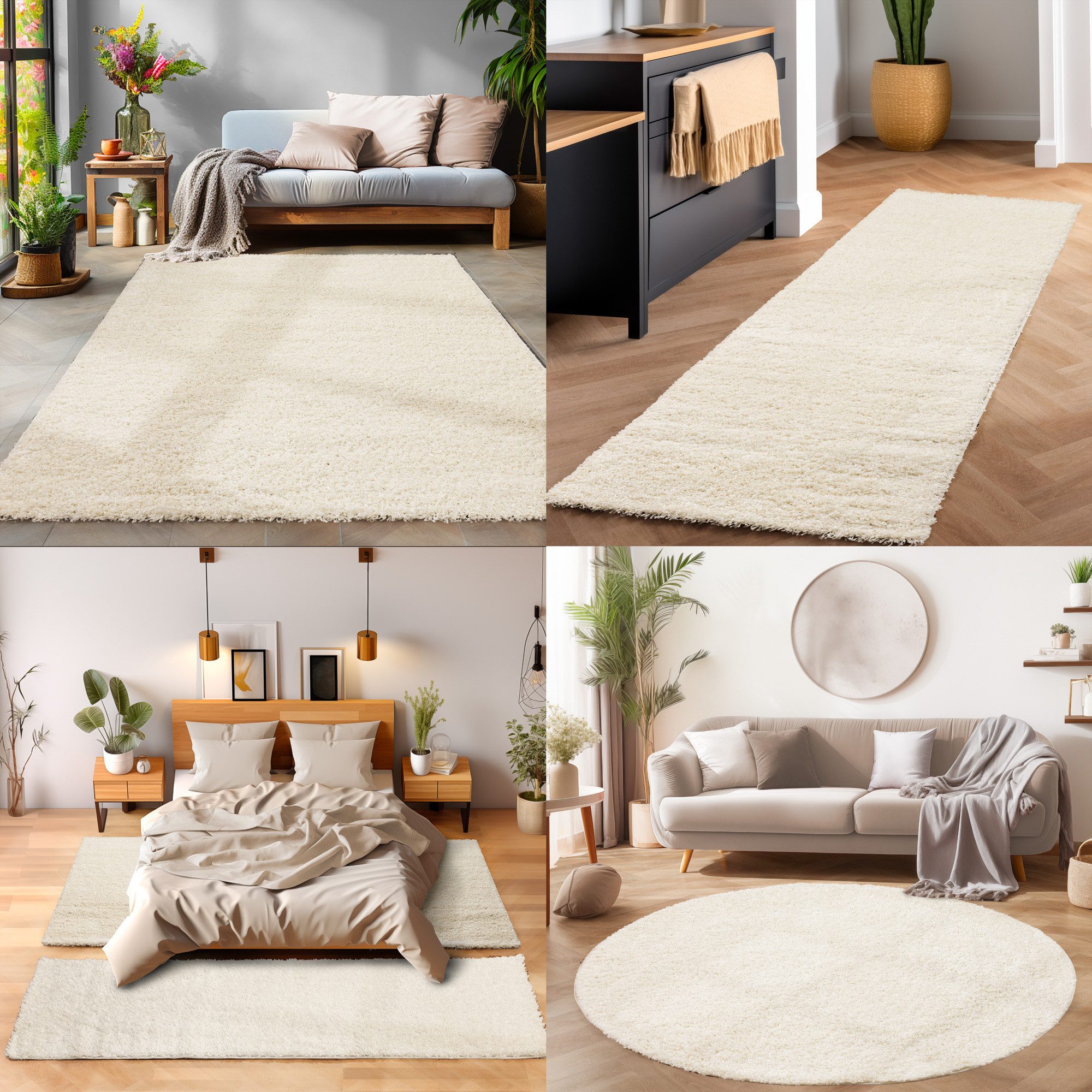 SIMPEX24 Teppich Unicolor - Einfarbig, Rund, Höhe: 30 mm, Einfarbig Shaggy Teppich Wohnzimmer Langflor Versch. Farben und Größen