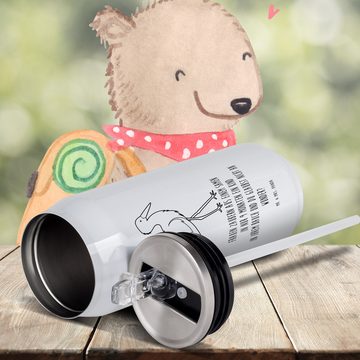 Mr. & Mrs. Panda Isolierflasche Storch - Weiß - Geschenk, Mutter werden, Getränkedose, Tiermotive, Gu, Trinkhalm und klappbares Mundstück.