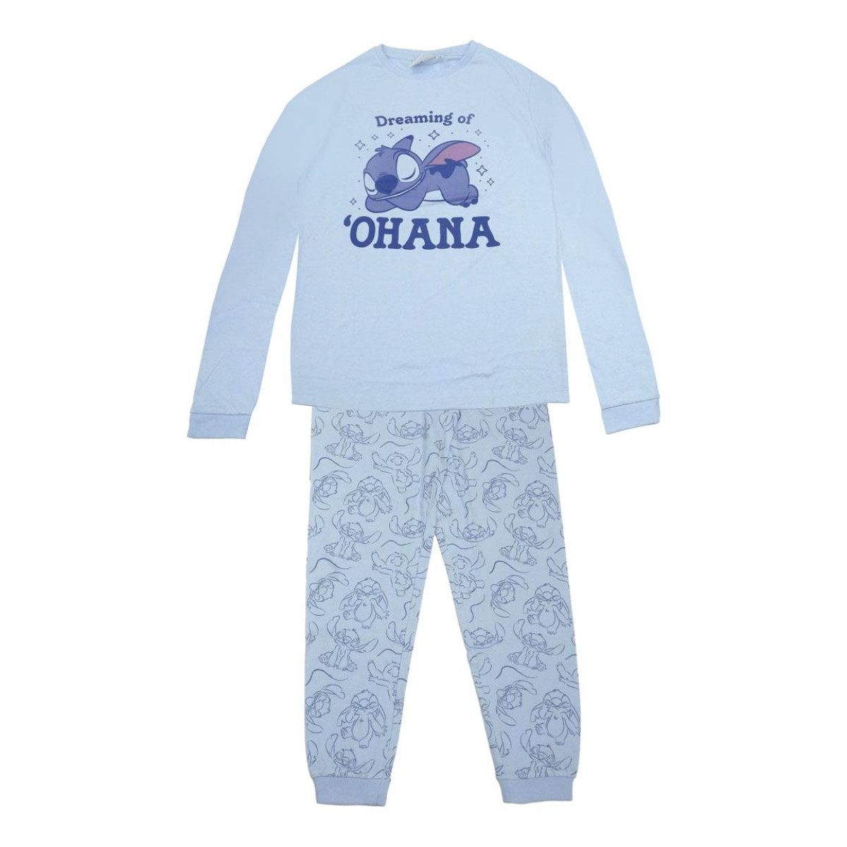 Disney Schlafanzug Lilo & Stitch Long Pyjama für Erwachsene bequemer Schlafanzug