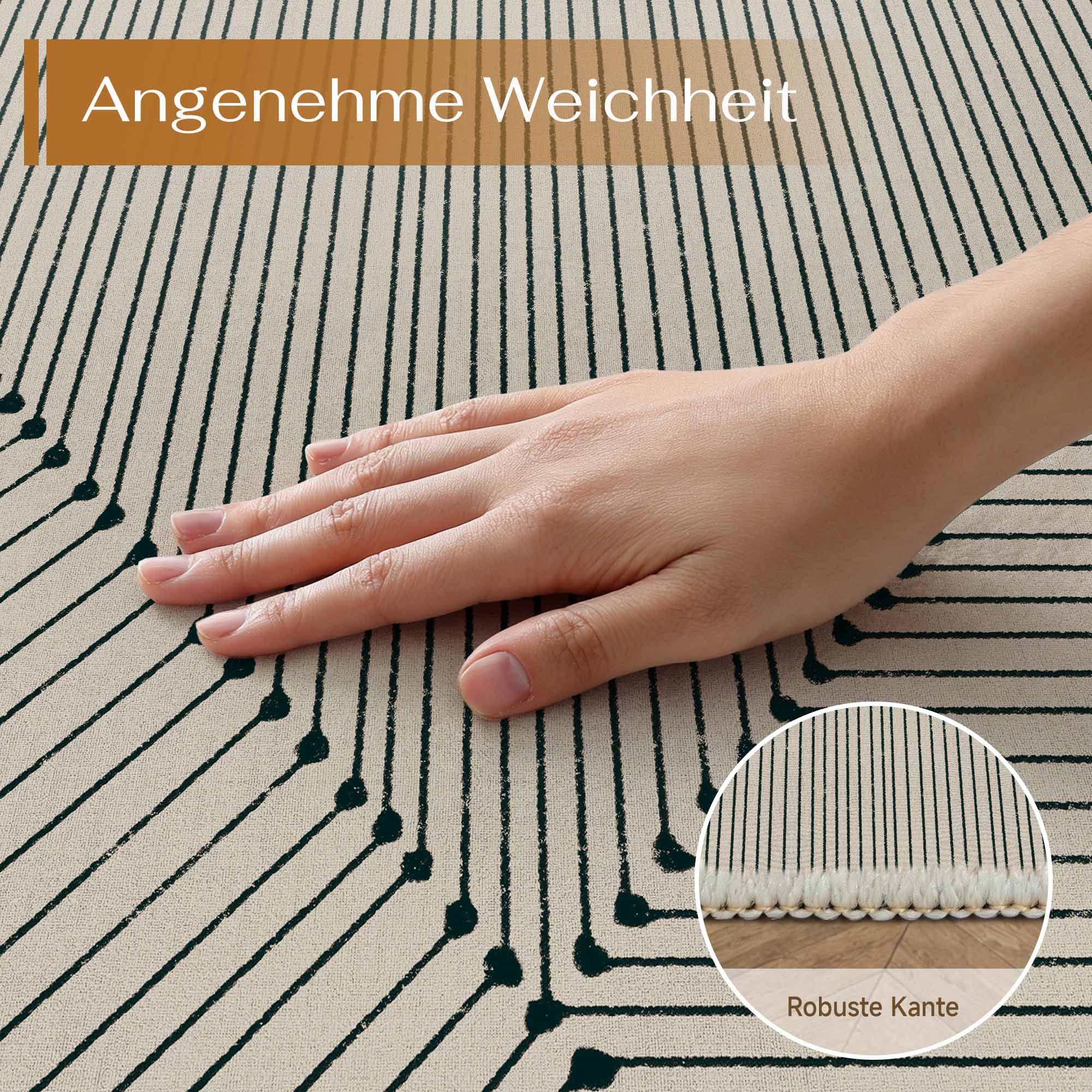PURECOZY Teppich mit Scandi-Look, kurzflorig, waschbar, rutschfest, weich & kuschelig, Rechteckig, Höhe: 5 mm, 120x180, 160x230, 200x300, 300x400 cm für verschiedene Innenräume