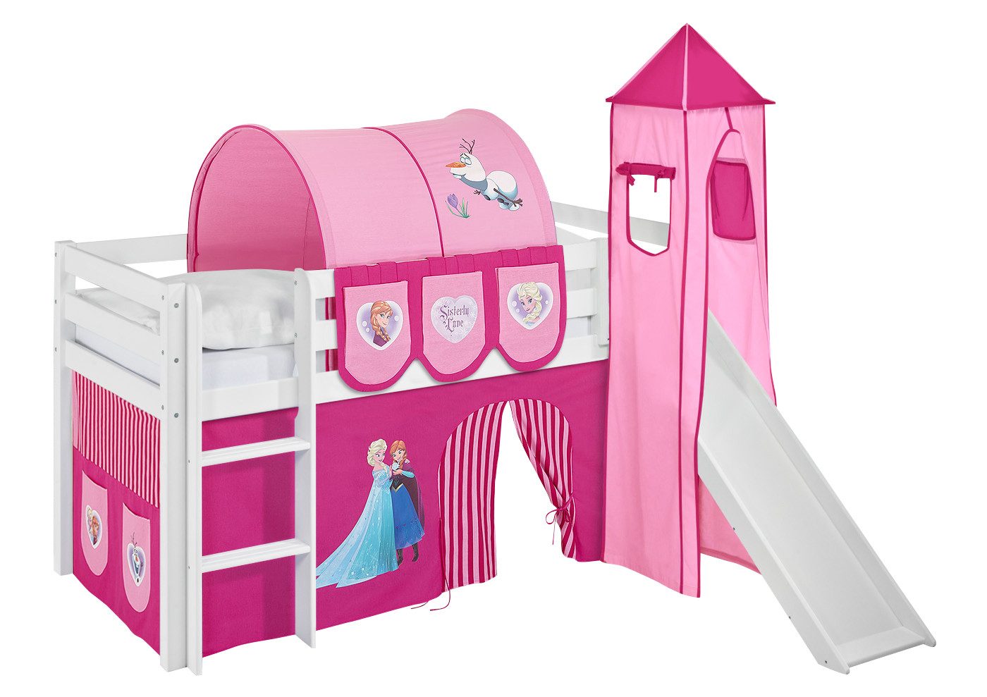 Lilokids Kinderbett Hochbett JELLE mit Vorhang günstig online kaufen