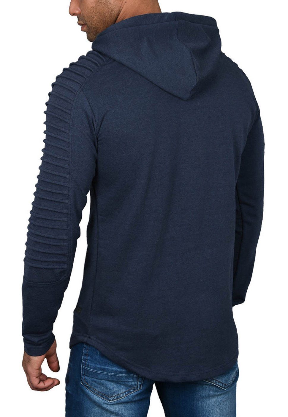 Alessandro Salvarini Hoodie Herren Longsleeve Oversize – Biker Look mit Kapuze Langarm Hoodie mit Stretch und Stepp-Einsätzen