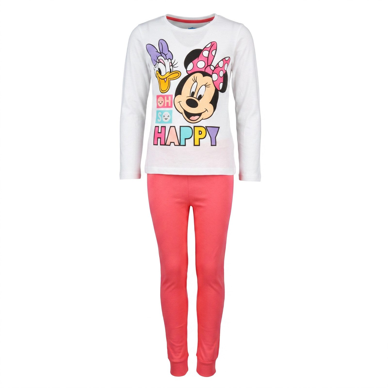 Disney Schlafanzug Disney Minnie Daisy Mädchen-Pyjama Baumwolle Gr. 104-128