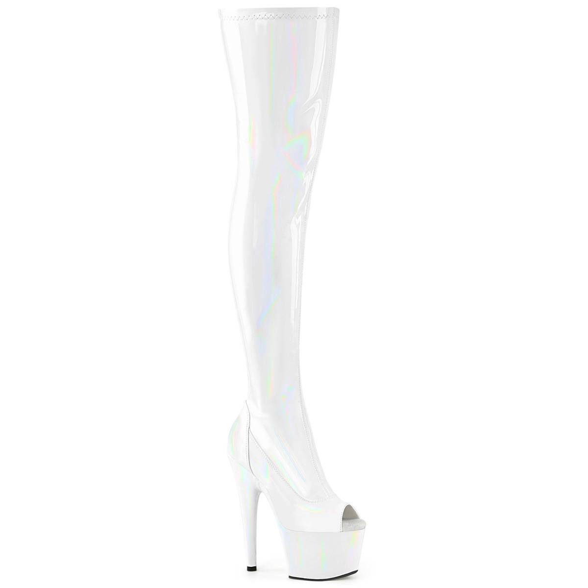 Pleaser Pleaser ADORE-3011HWR Plateau Overknee Stiefel Holo Weiß EU-37 / US-7 Overkneestiefel