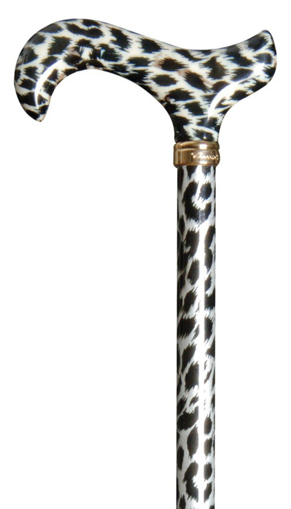 Stockshop Gehstock Gehstock SCHNEELEOPARD,Derbygriff Acryl,Stock Leichtmetall,höhenverst.