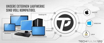 techPulse120 USB 3.0 3D Externer Champagner M-Disc BDXL Blu-Ray Brenner Laufwerk Blu-ray-Brenner