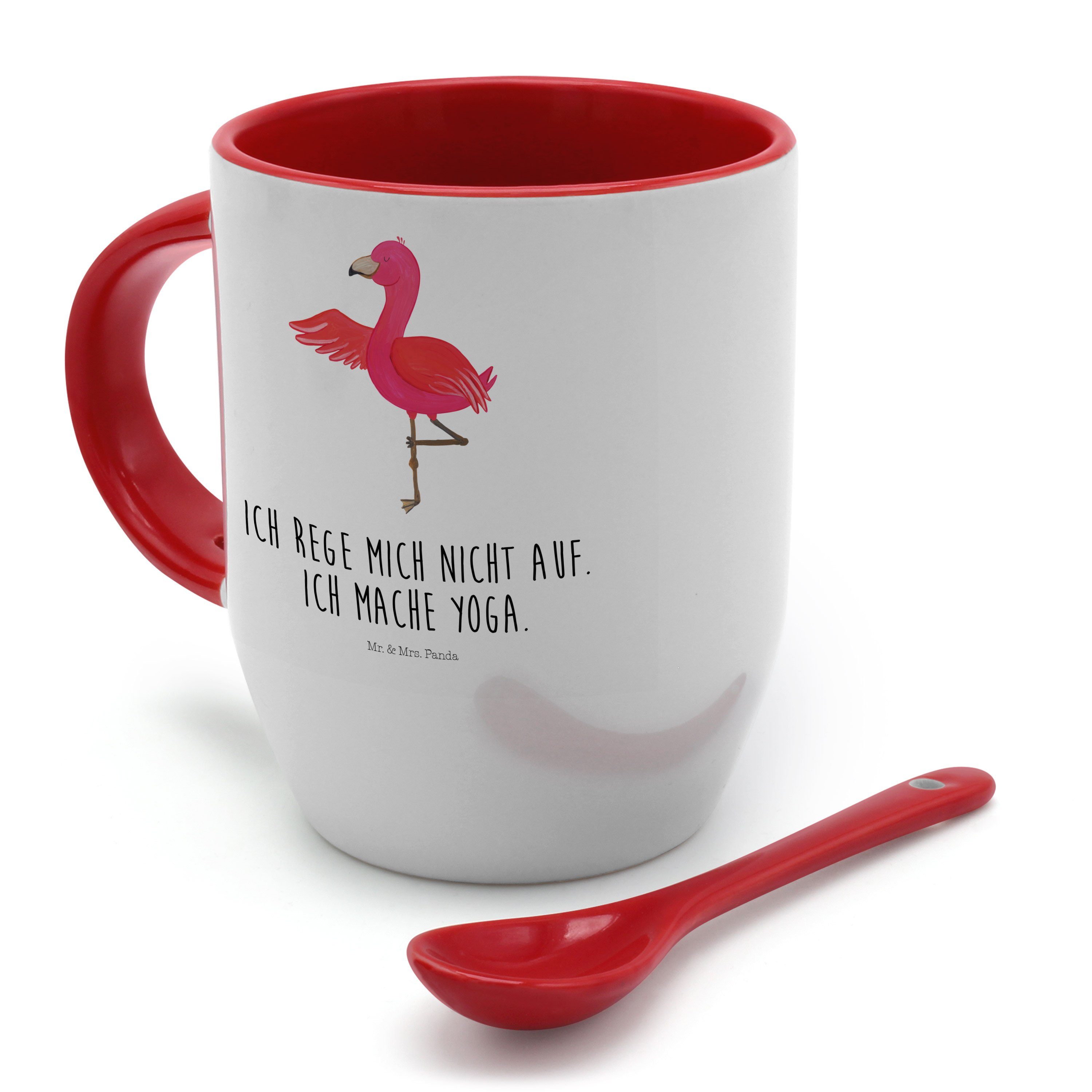 Keramik Yoga Geschenk, Flamingo - & Mr. Tasse, Tasse Panda - Rosa, Achtsamkeit, Weiß Mrs. Kaffeetass,