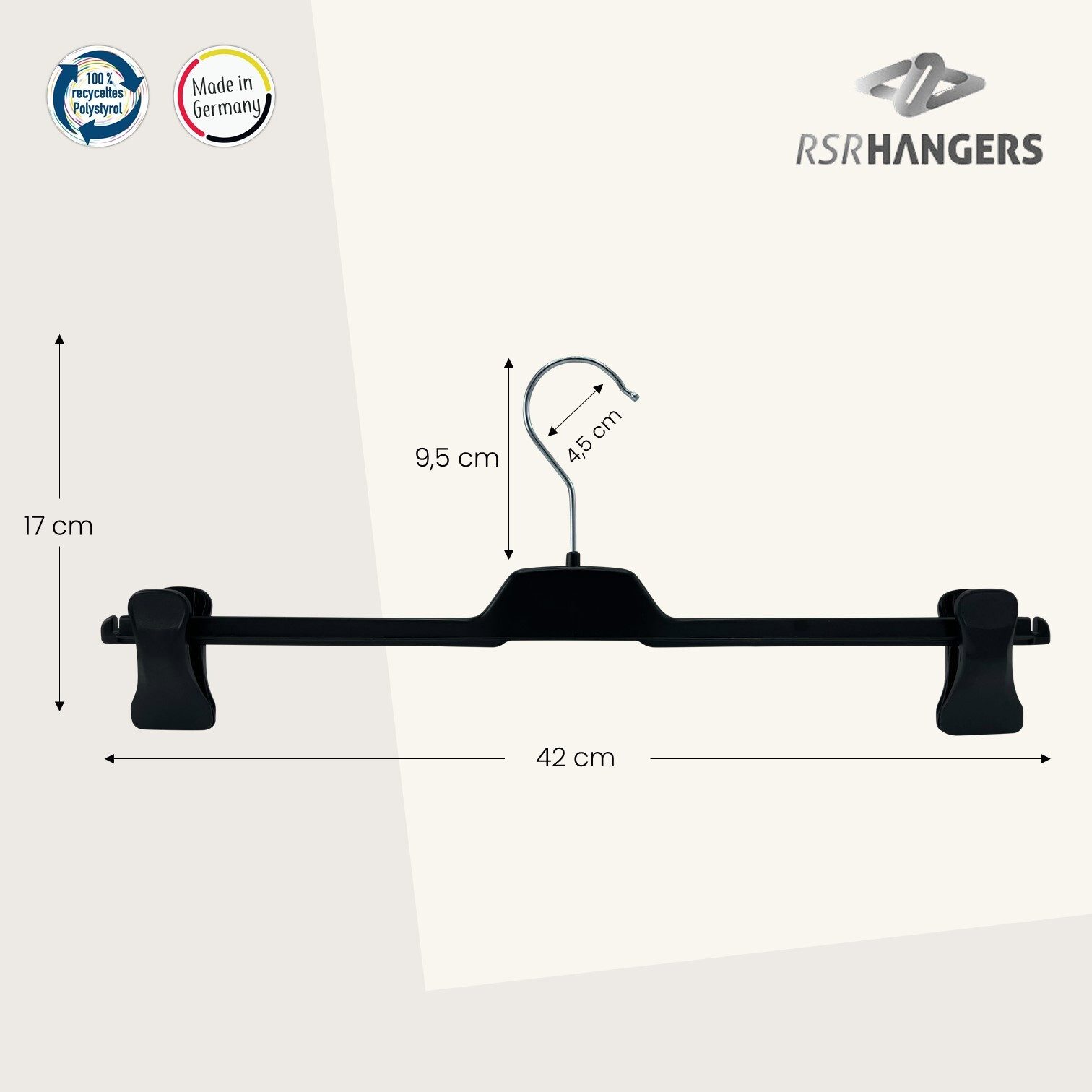 RSR Hangers Kleiderbügel Hosenbügel Rockbügel PUC 42 cm XL Kunststoff 360° günstig online kaufen