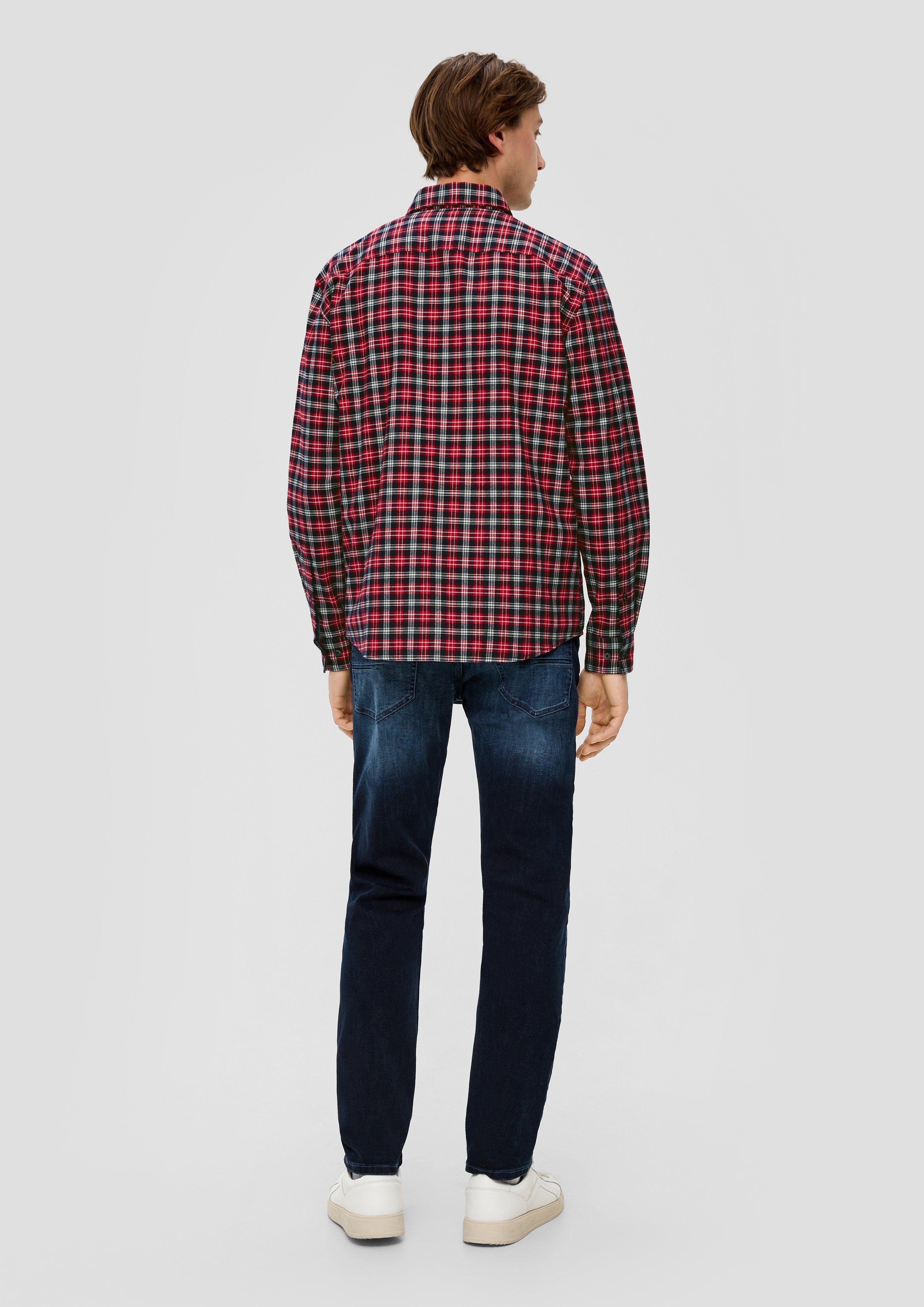 s.Oliver Regular: Baumwolle Hemd Tape Langarmhemd aus tiefblau