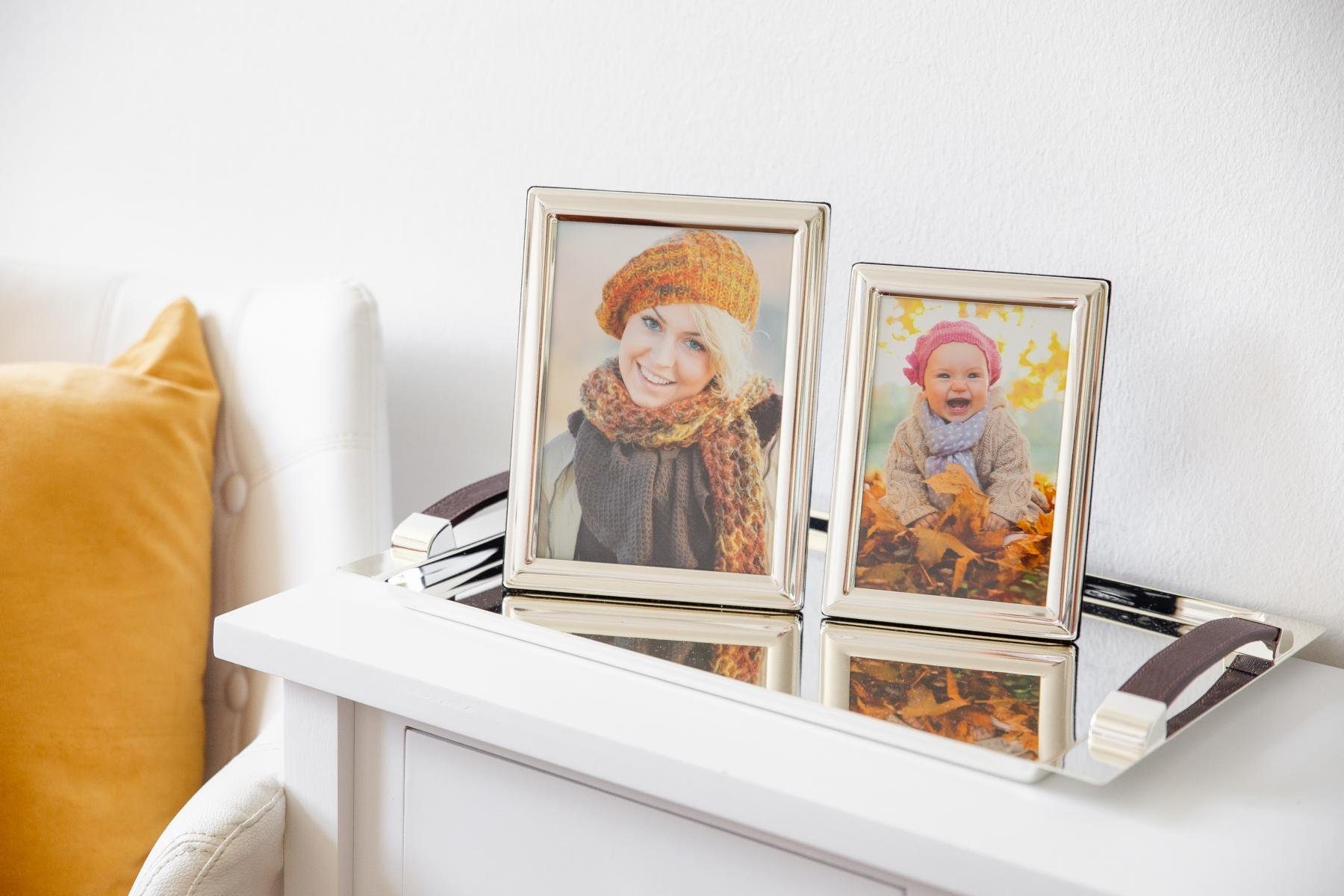 EDZARD Tablett Kairo, versilbert, anlaufgeschützt, (41x24 cm), edel versilbert, anlaufgeschützt, mit Kunstledergriffen