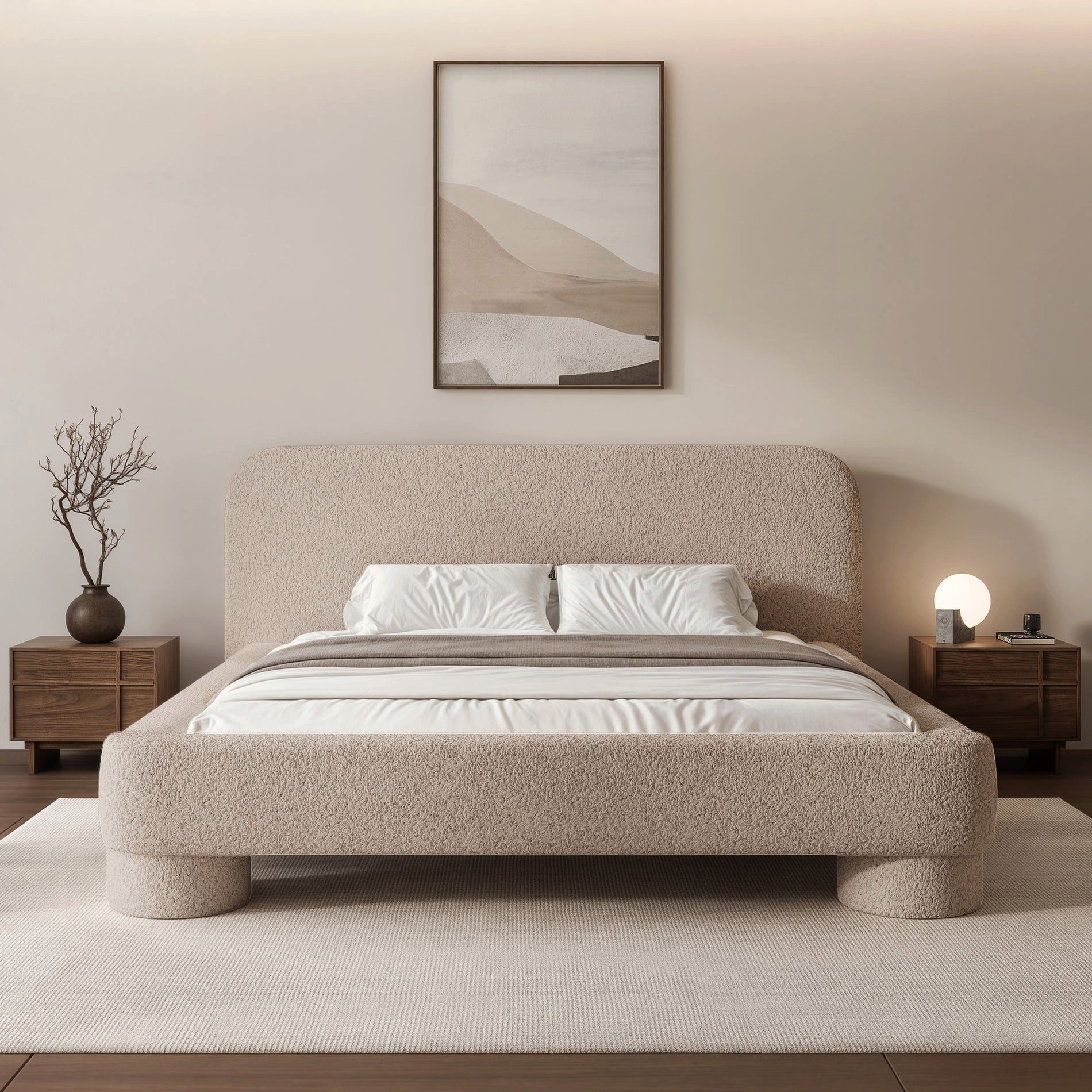 Selsey Polsterbett FREDO, mit Lattenrost, und Bow-Kopfteil, Boucle, 140x200 cm