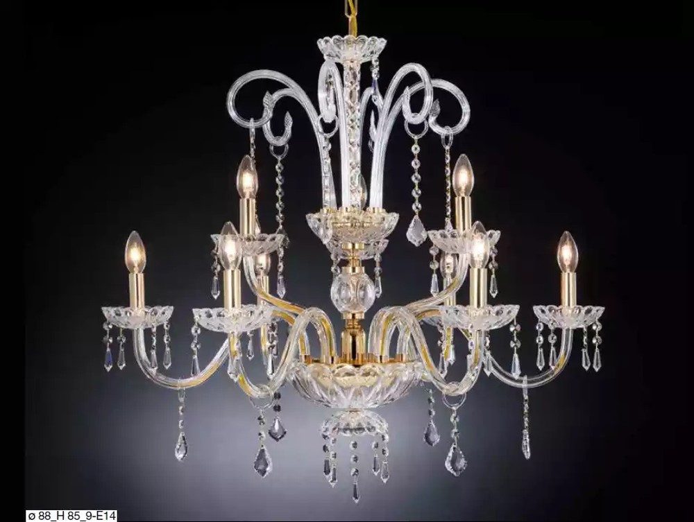 JVmoebel Kronleuchter Moderne Hängelampe in Gold mit wechselbarem Leuchtmittel, Keine Funktionen, Leuchtmittel wechselbar, Tageslichtweiß, Made in Europa