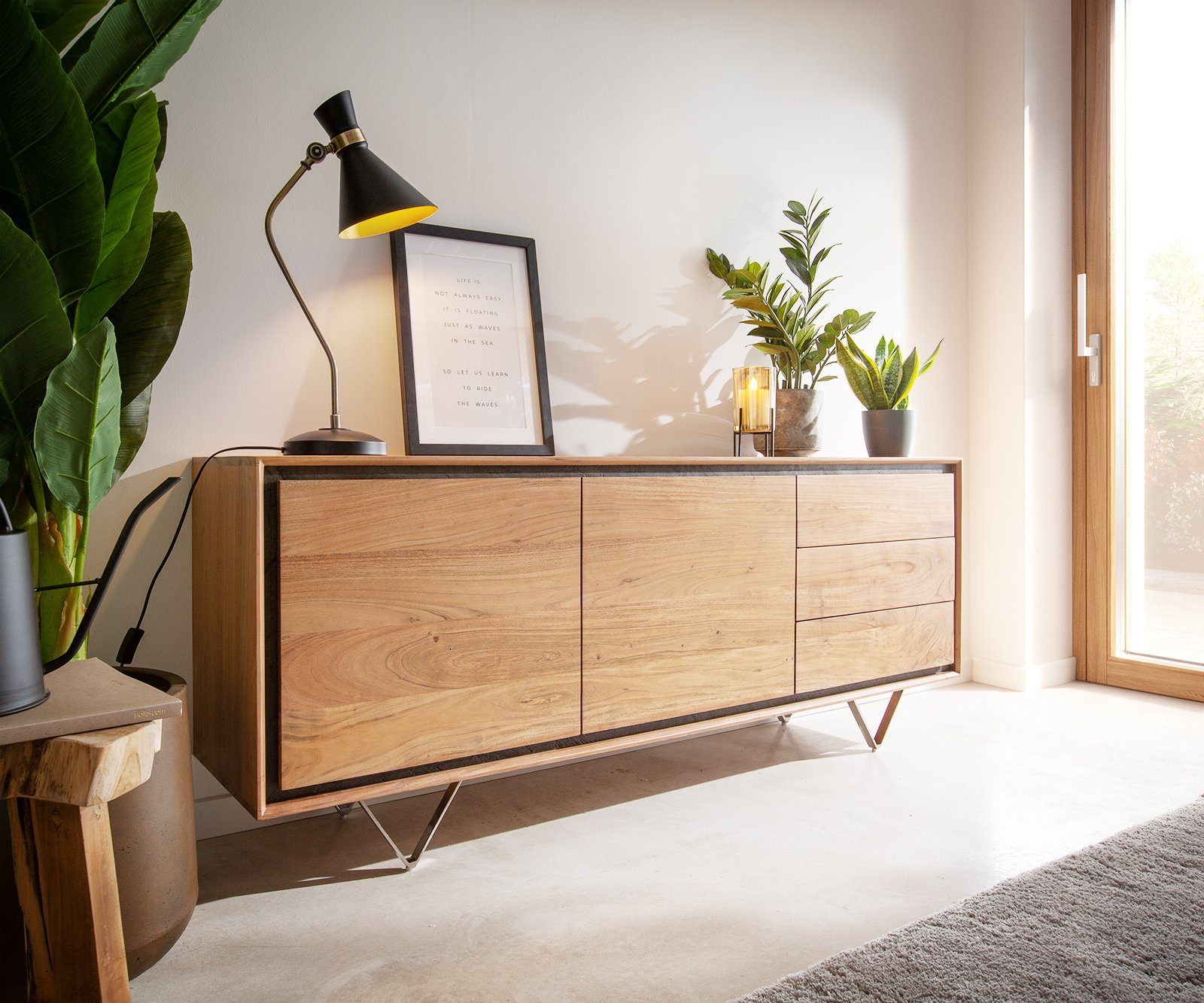 DELIFE Sideboard Stonegrace, Akazie Natur 175 günstig online kaufen