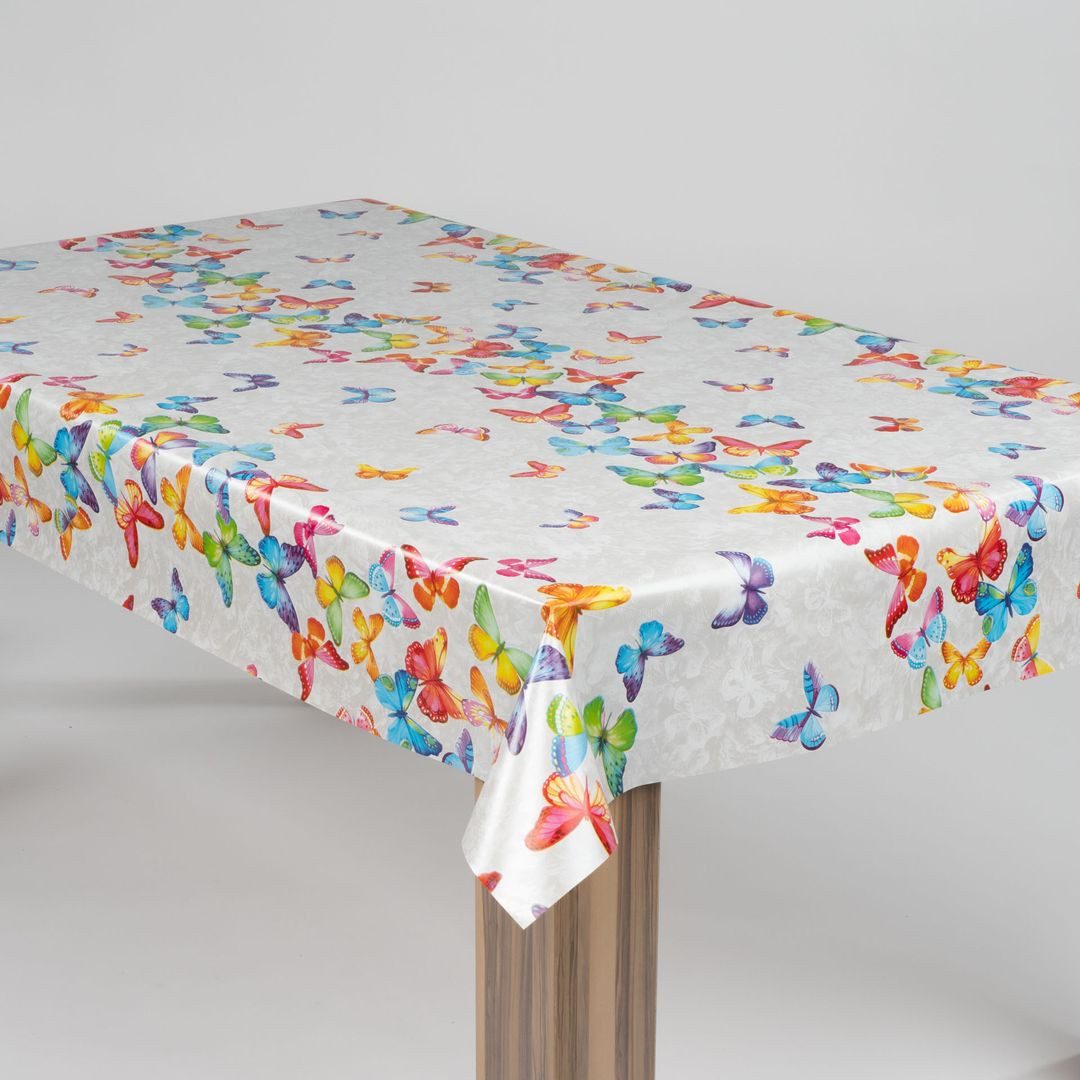 laro Tischdecke laro Wachstuch-Tischdecke Wachstischdecke Schmetterlingsbal günstig online kaufen