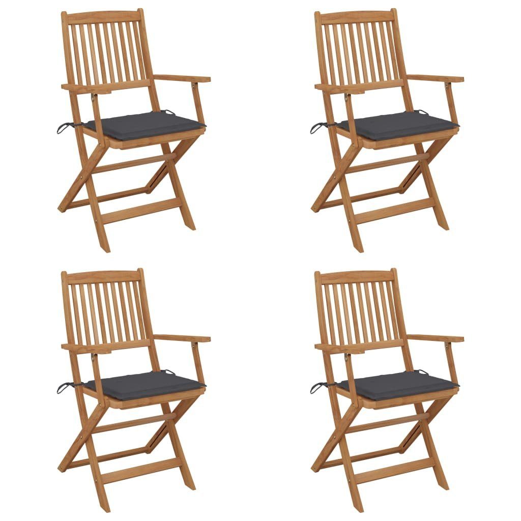 preisnachlass furnicato Gartenstuhl Klappbare Gartenstühle Stk. mit 4 Kissen Akazie Massivholz