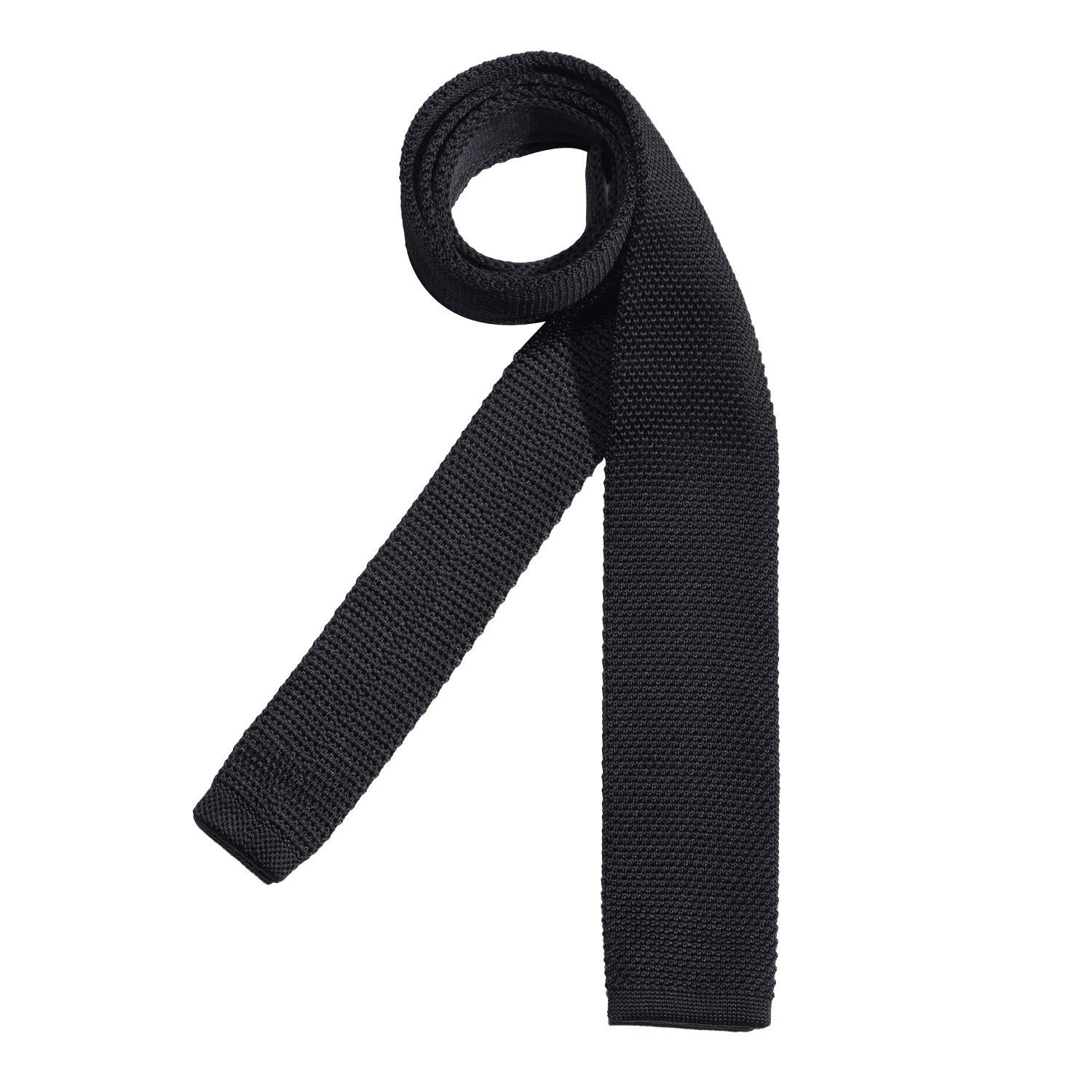 DonDon Krawatte schmale Krawatte für festliche Wollkrawatte Retro-Look, oder 1-St) schwarz 5 Strickkrawatte, Veranstaltungen cm Büro (Packung