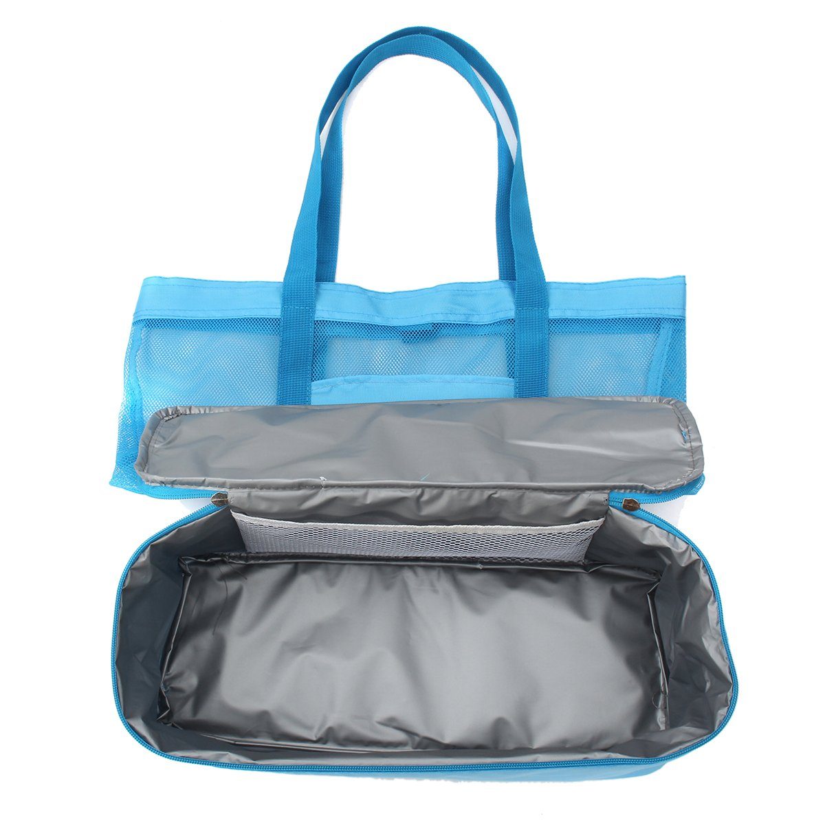 NASUM Tragetasche Mesh Tragetasche + Extra Zipper Pocket Blau (Taschen-Set, 1-tlg., Mesh-Tasche + Reißverschlusstasche), leicht, faltbar & atmungsaktiv