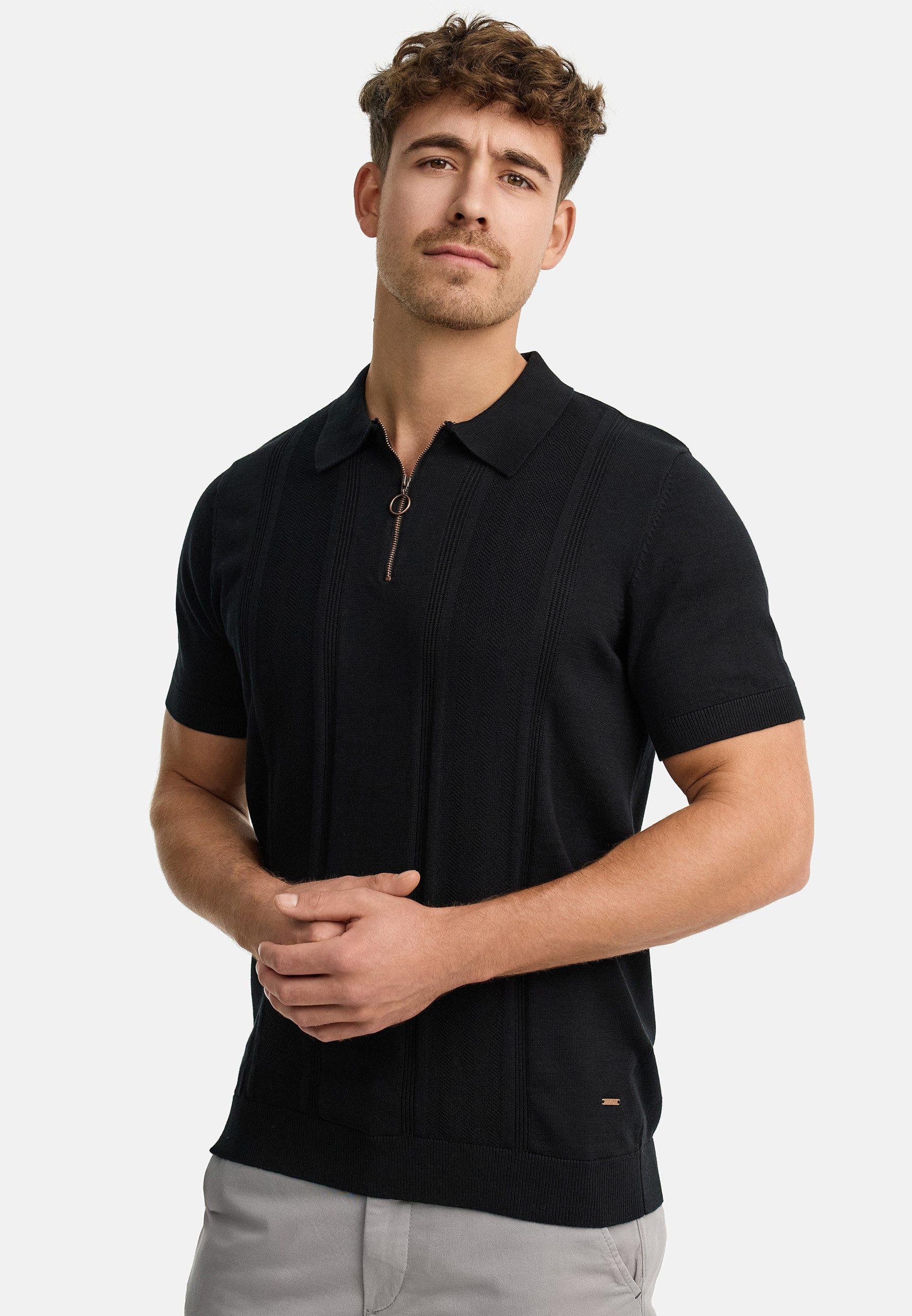 Indicode Poloshirt Herren INSago Polo Shirt Herrenshirt Kurzarm-Poloshirt mit Reißverschluss