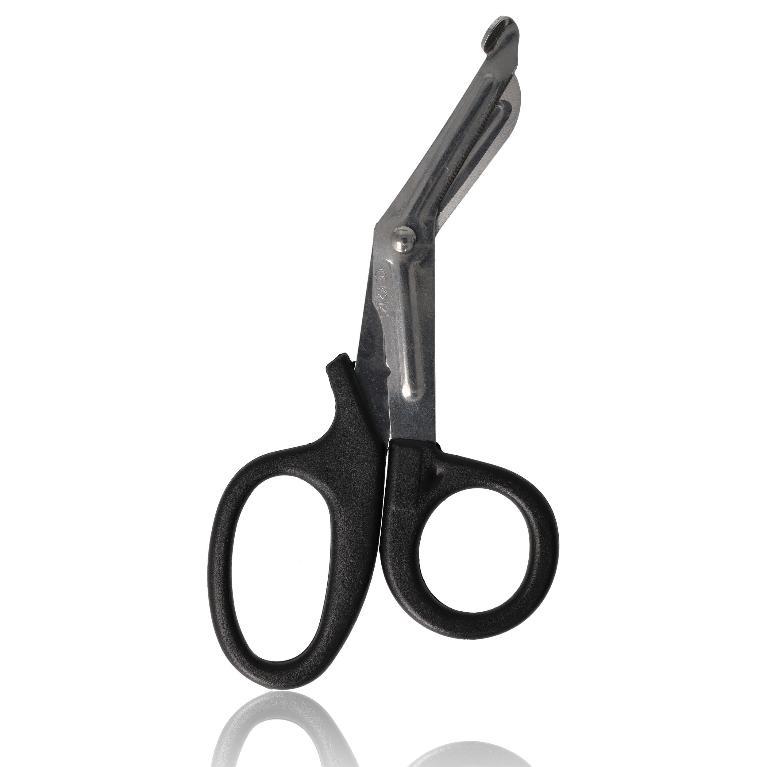 Leina-Werke Erste-Hilfe-Set Universal Erste-Hilfe Schere für medizinisches Material 19cm, (rostfrei, kniegebogen, gem. DIN 58279-B, 1 St), für 1. Hilfe Kästen / Taschen / Koffer