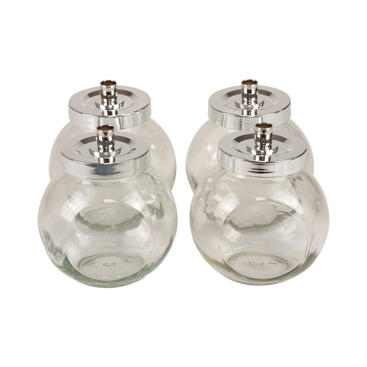 Kerzenhalter Kerzenständer Glas Metall Kerzenhalter Silber Ø10,5cm 4er Set Deko