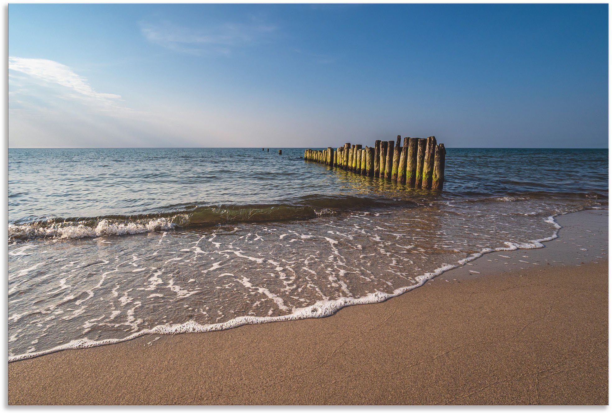 Artland Wandbild Buhnen an Küste Alubild, (1 Müritz, Wandaufkleber St), Ostsee in versch. Strandbilder Poster oder als Größen Graal Leinwandbild, der