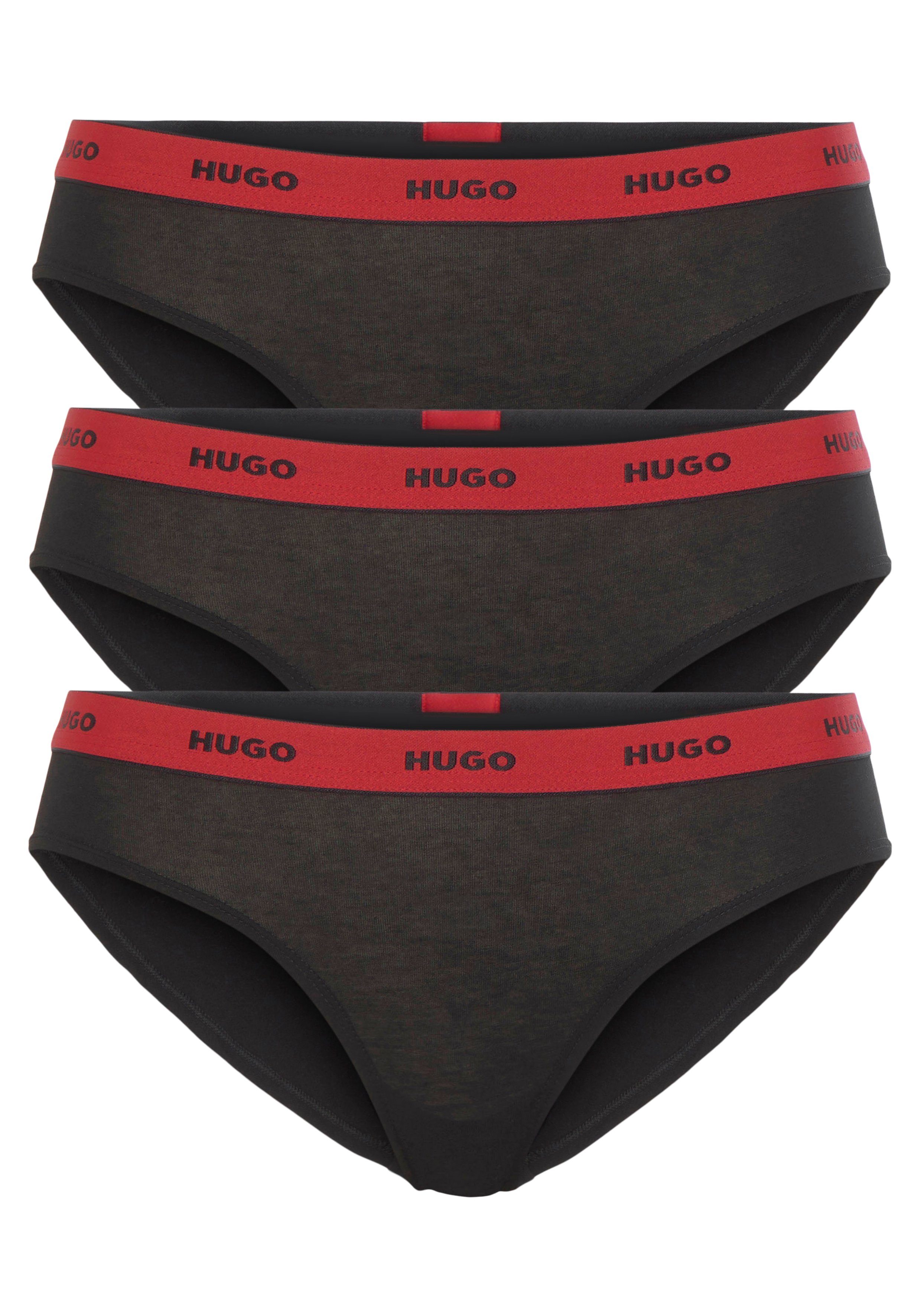 HUGO Slip TRIPLET BRIEF Black mit kontrastfarbenem (Packung, 3er-Pack) STRIPE 3-St., Logobund